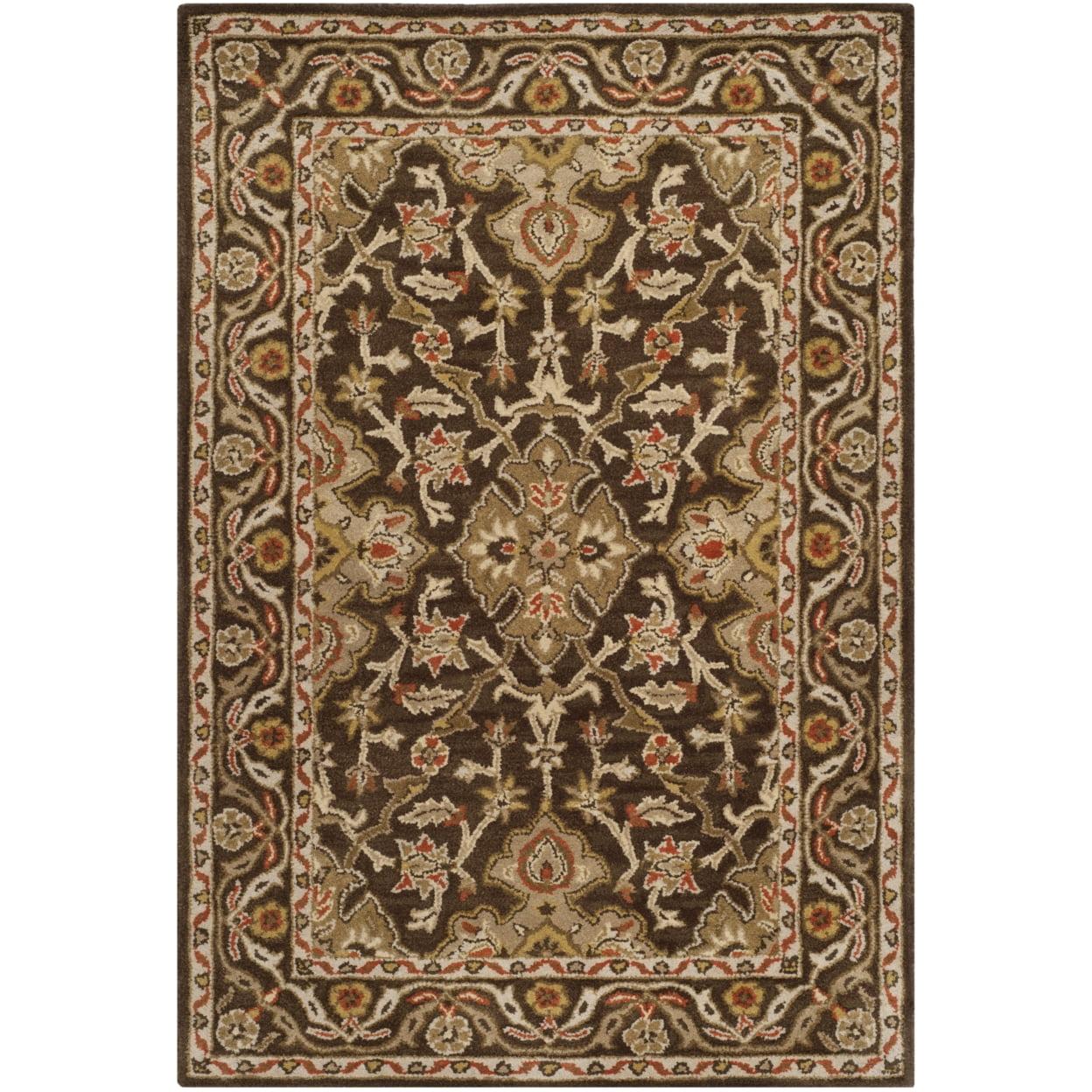 SAFAVIEH Classic Roxanne Floral Bordered Wool Area Rug, Brown, 4' x 6'