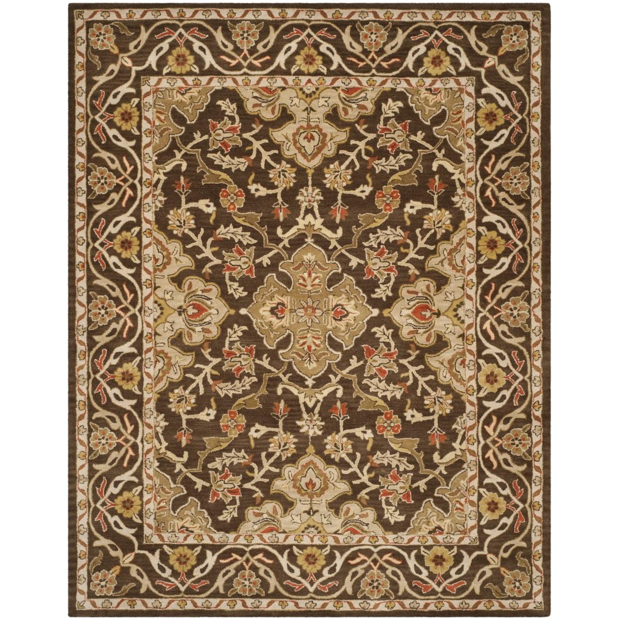 SAFAVIEH Classic Roxanne Floral Bordered Wool Area Rug, Brown, 5' x 8'