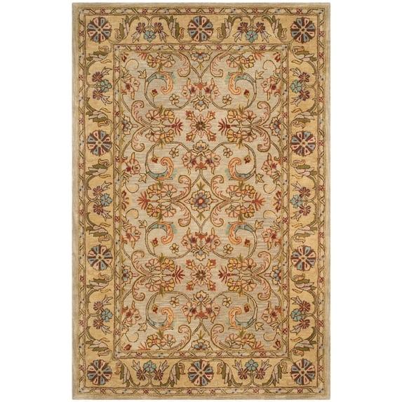 SAFAVIEH Classic Simonette Floral Wool Area Rug, Grey/Light Gold, 11' x 15'