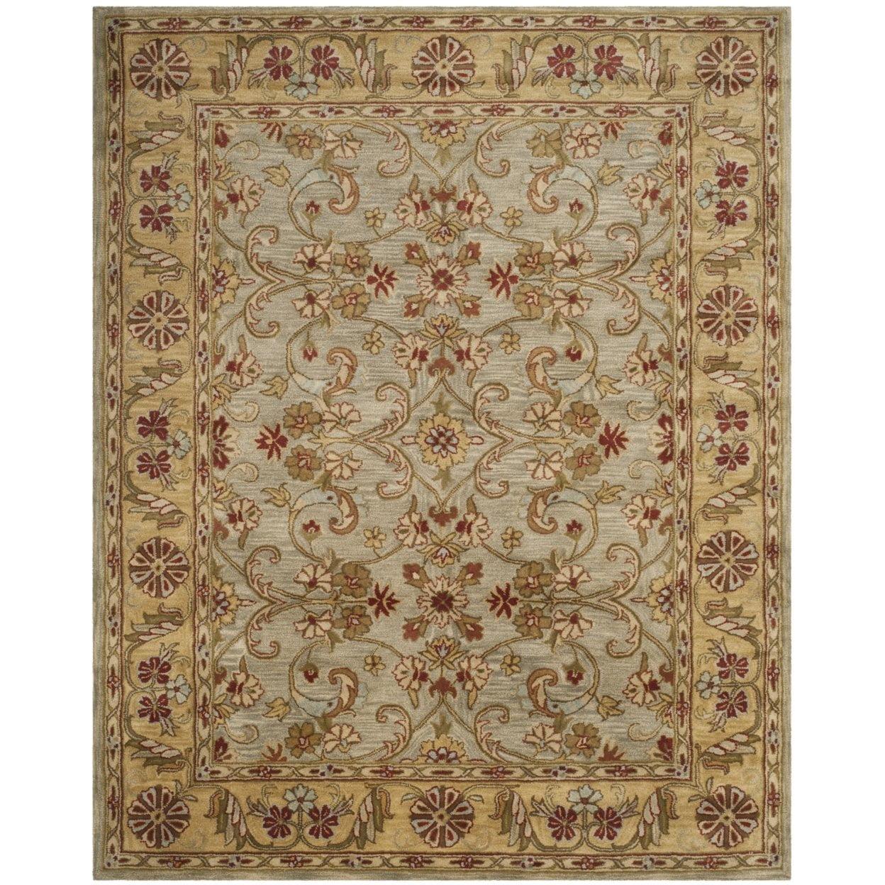 Classic CL324 Hand Tufted Accent Rug - Light Green/Gold - 3'6" Round - Safavieh.