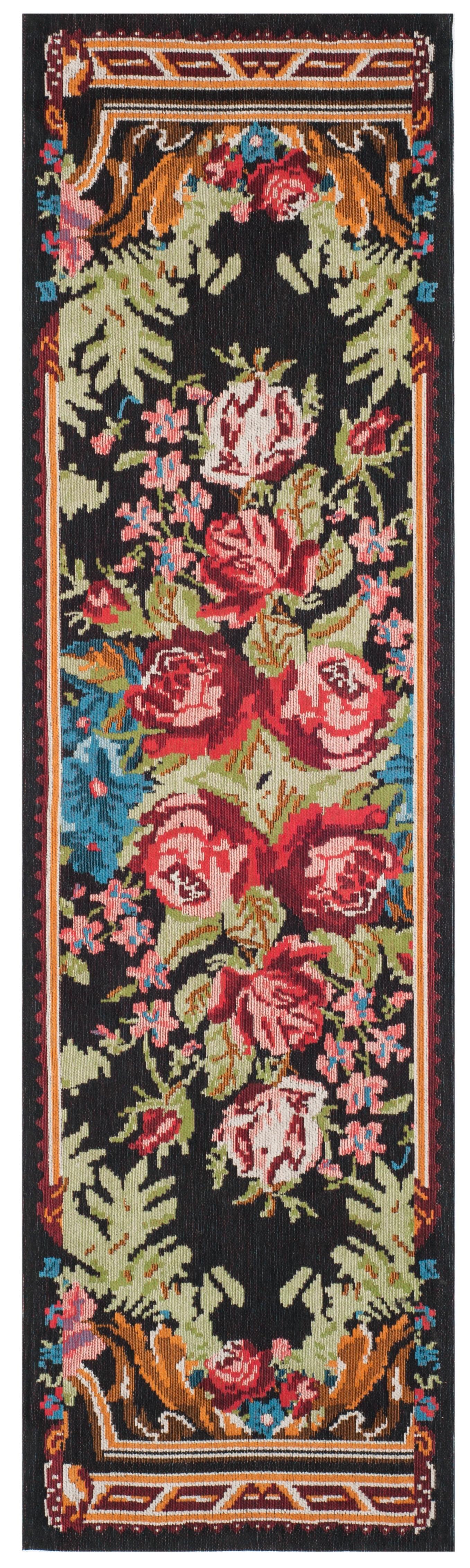 Classic Vintage CLV301 Power Loomed Runner Rug - Black/Multi - 2'3"x12' - Safavieh.