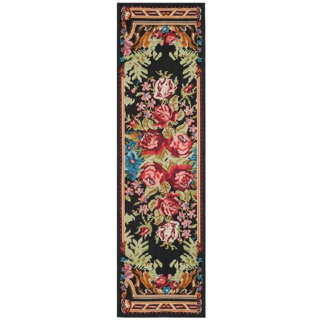 Classic Vintage CLV301 Power Loomed Runner Rug - Black/Multi - 2'3"x12' - Safavieh.