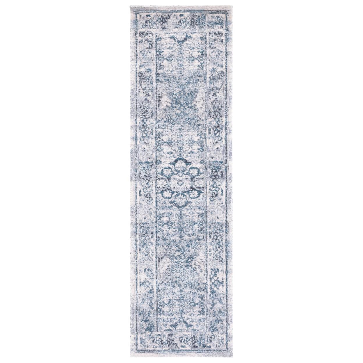 Classic Vintage Blue and Aqua Handmade Cotton Rug