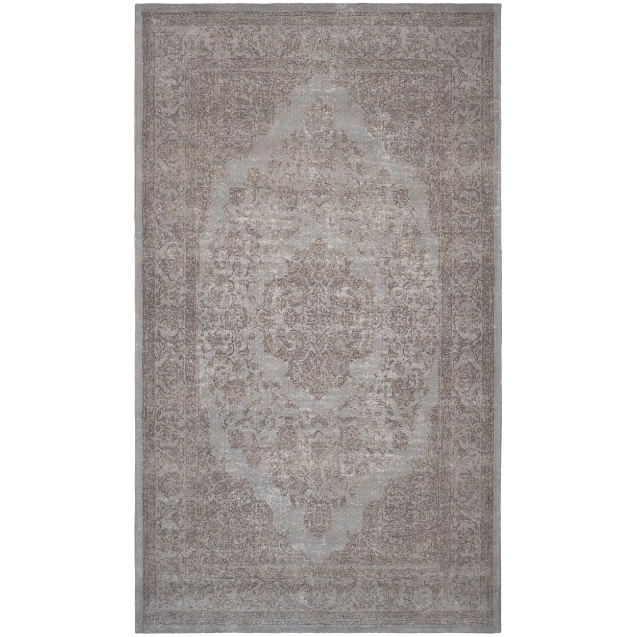 Gray Flat Woven Wool and Cotton Rectangular Area Rug