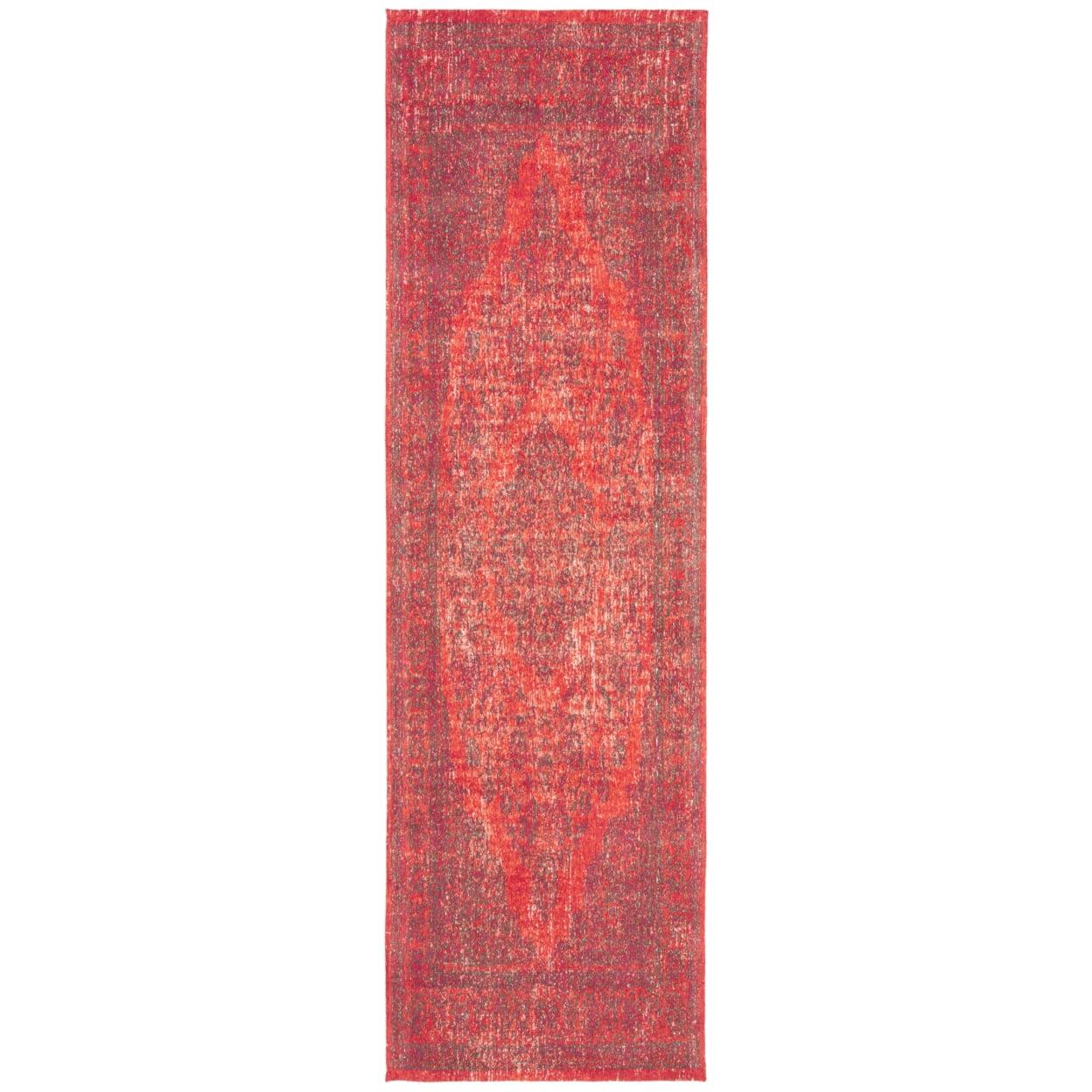 Classic Vintage Red and Orange Flat Woven Runner Rug