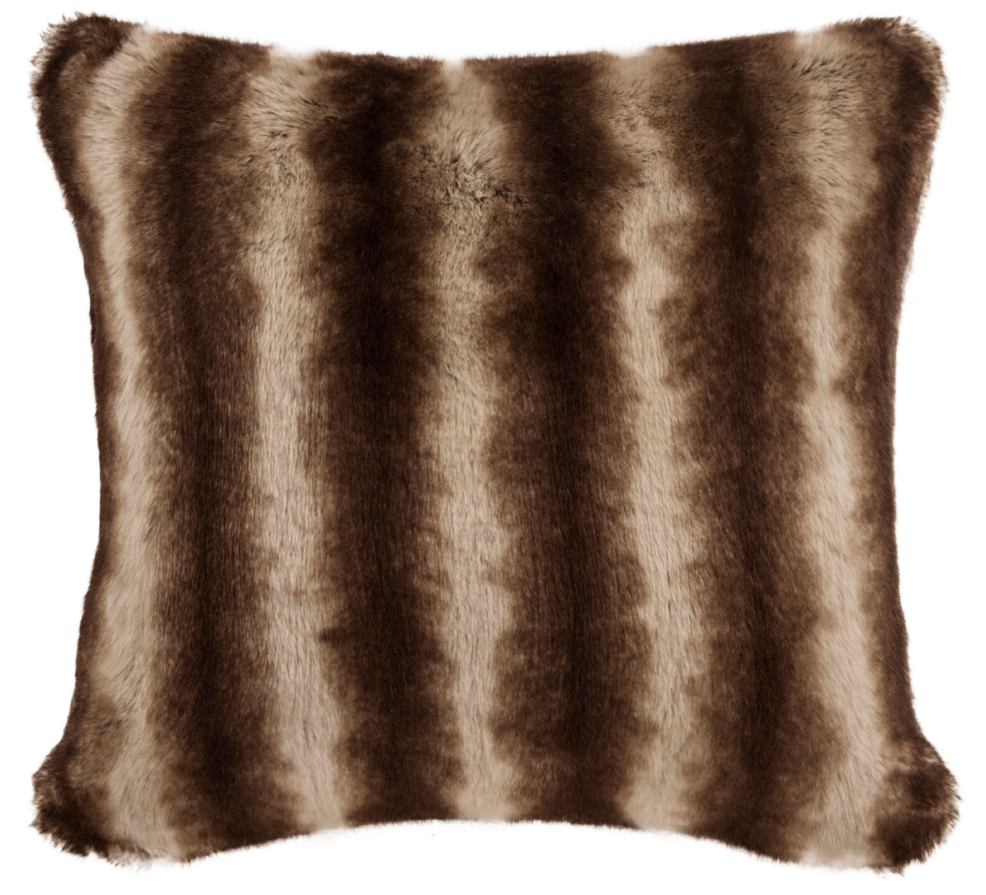 20'' Brown Faux Fur Feather Fill Decorative Pillow