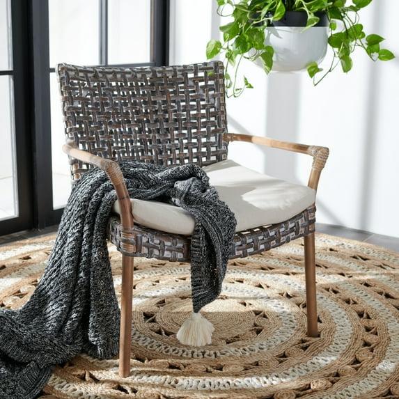 Collette Rattn Accent Chair W/ Cushion - ACH6515 - White/Grey White Wash - Safavieh