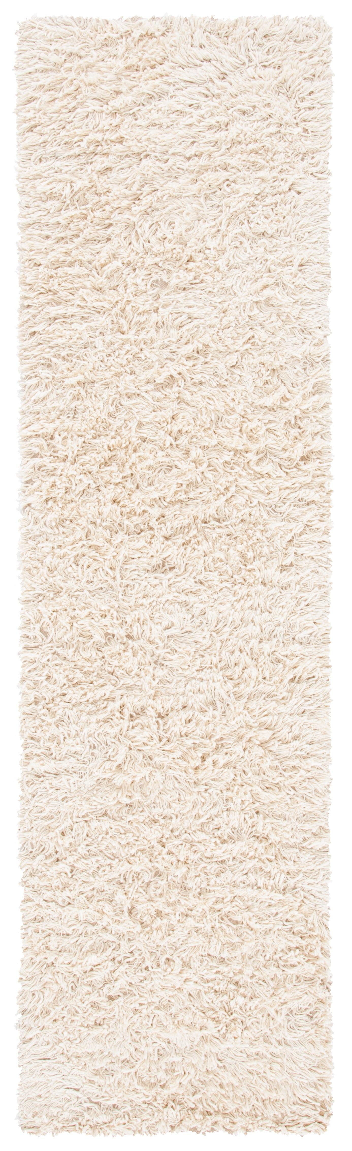 Ivory Handwoven Wool Shag Runner Rug 2'3" x 8'