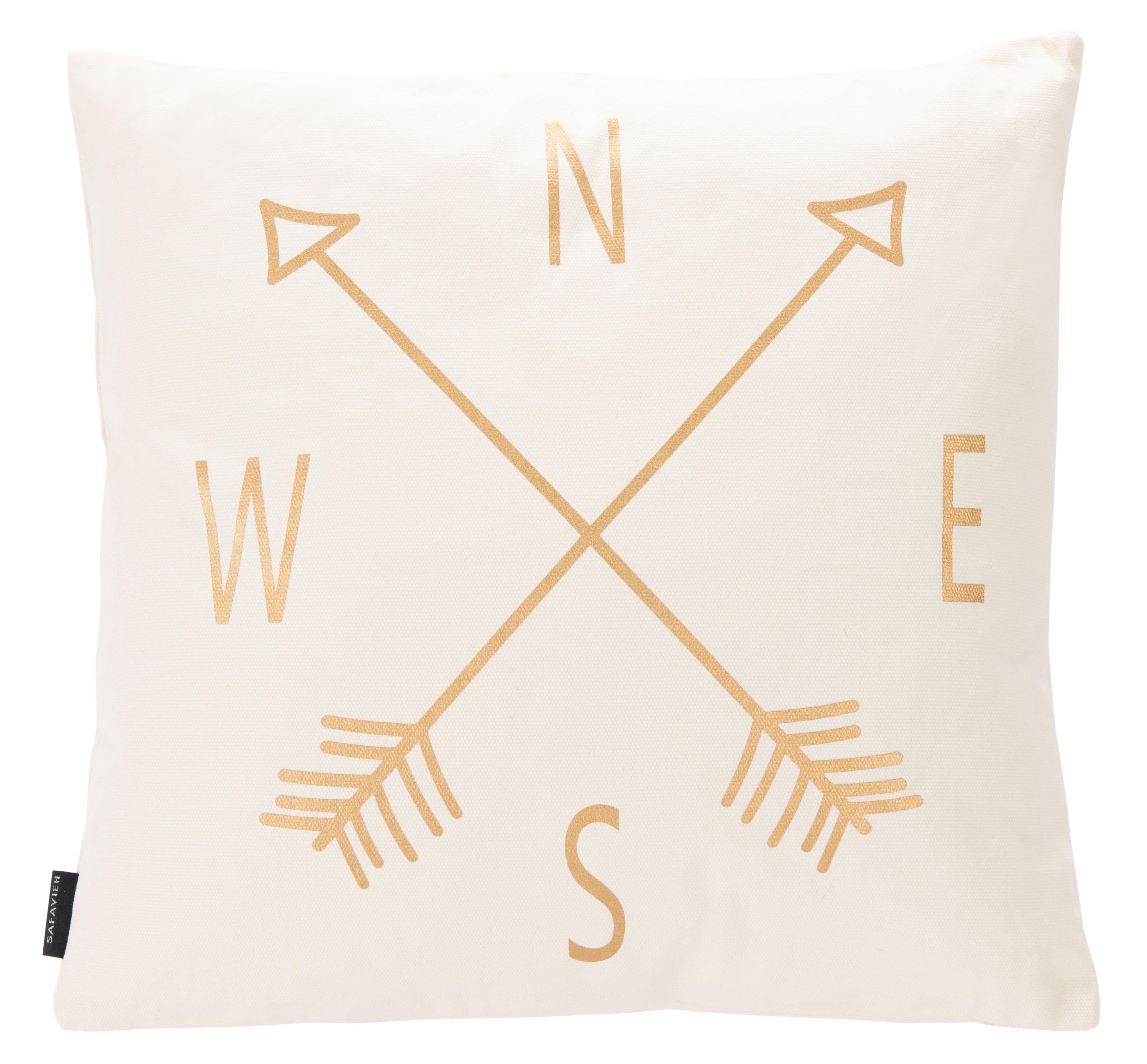 Safavieh 19" Compass Square Throw Pillow in Beige/Gold