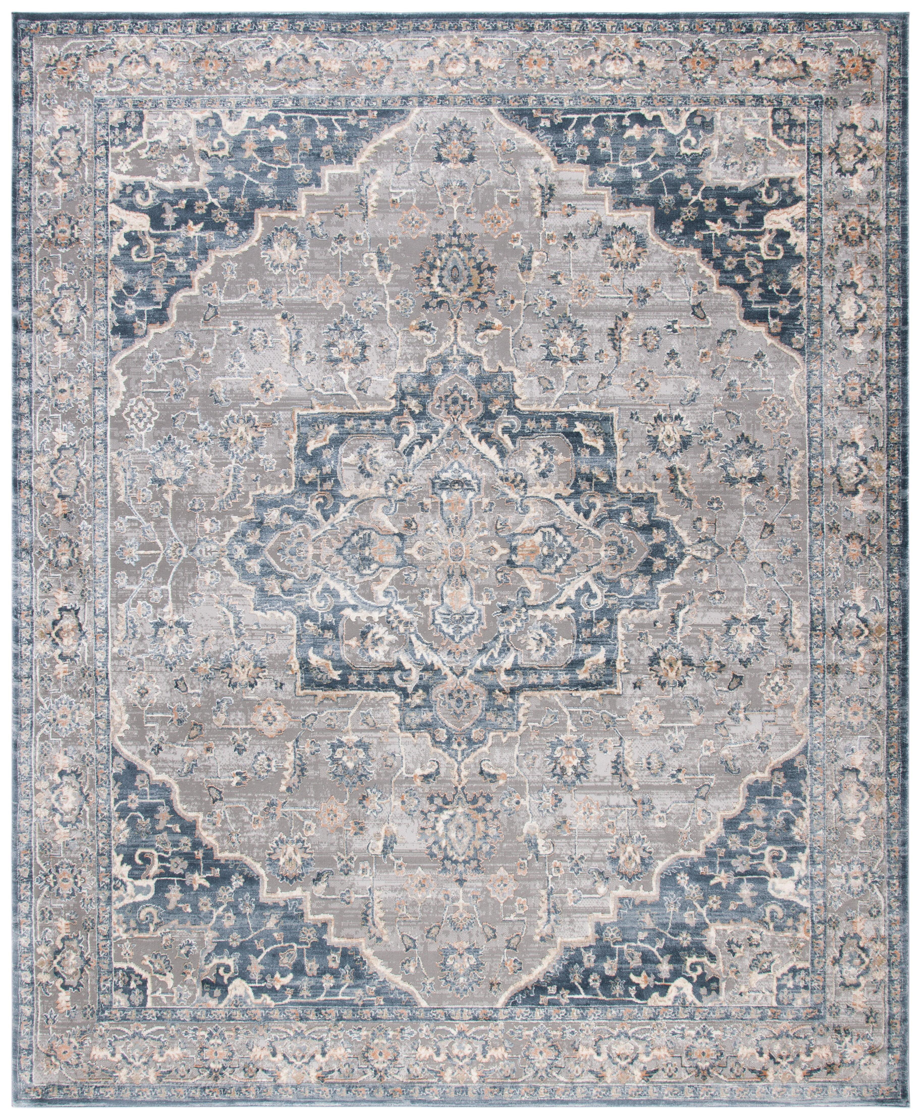 Cosmopolitan 600 CSM684 Power Loomed Indoor Area Rug - Cream/Blue - 9'x12' - Safavieh