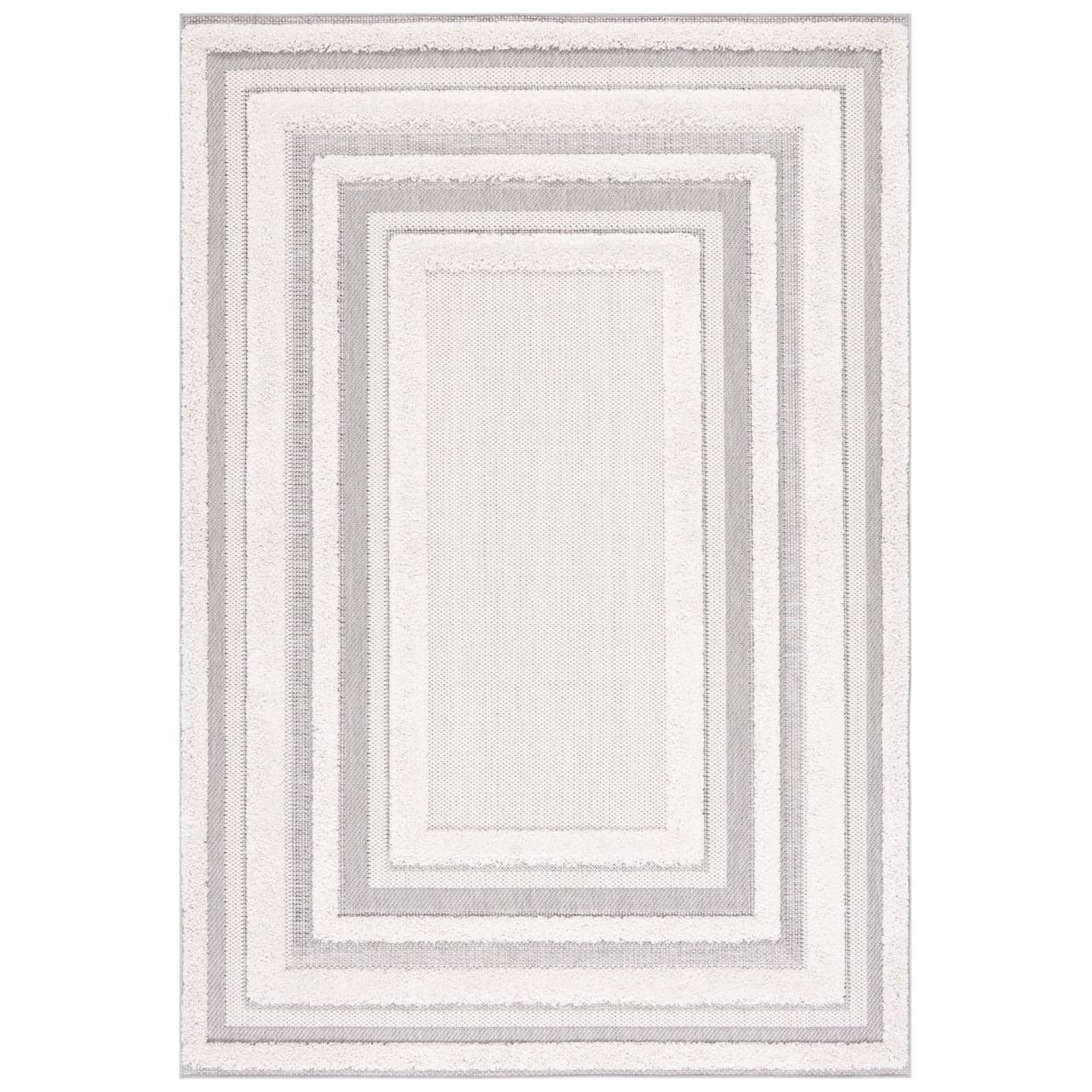 SAFAVIEH Cottage Calla Bordered Indoor/Outdoor Area Rug, Ivory/Grey, 9' x 12'