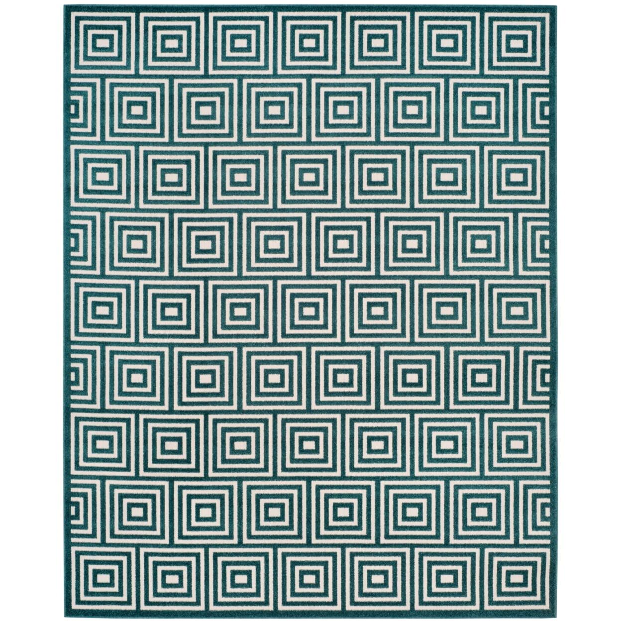 Cottage Elegance 79'' Cream & Turquoise Synthetic Area Rug