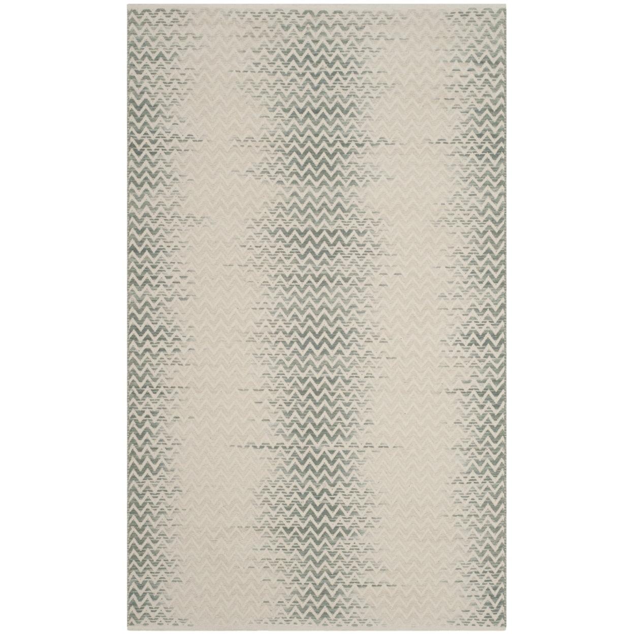 Nomadic Traditions Dark Green/Ivory Handwoven Wool-Cotton 4' x 6' Rug