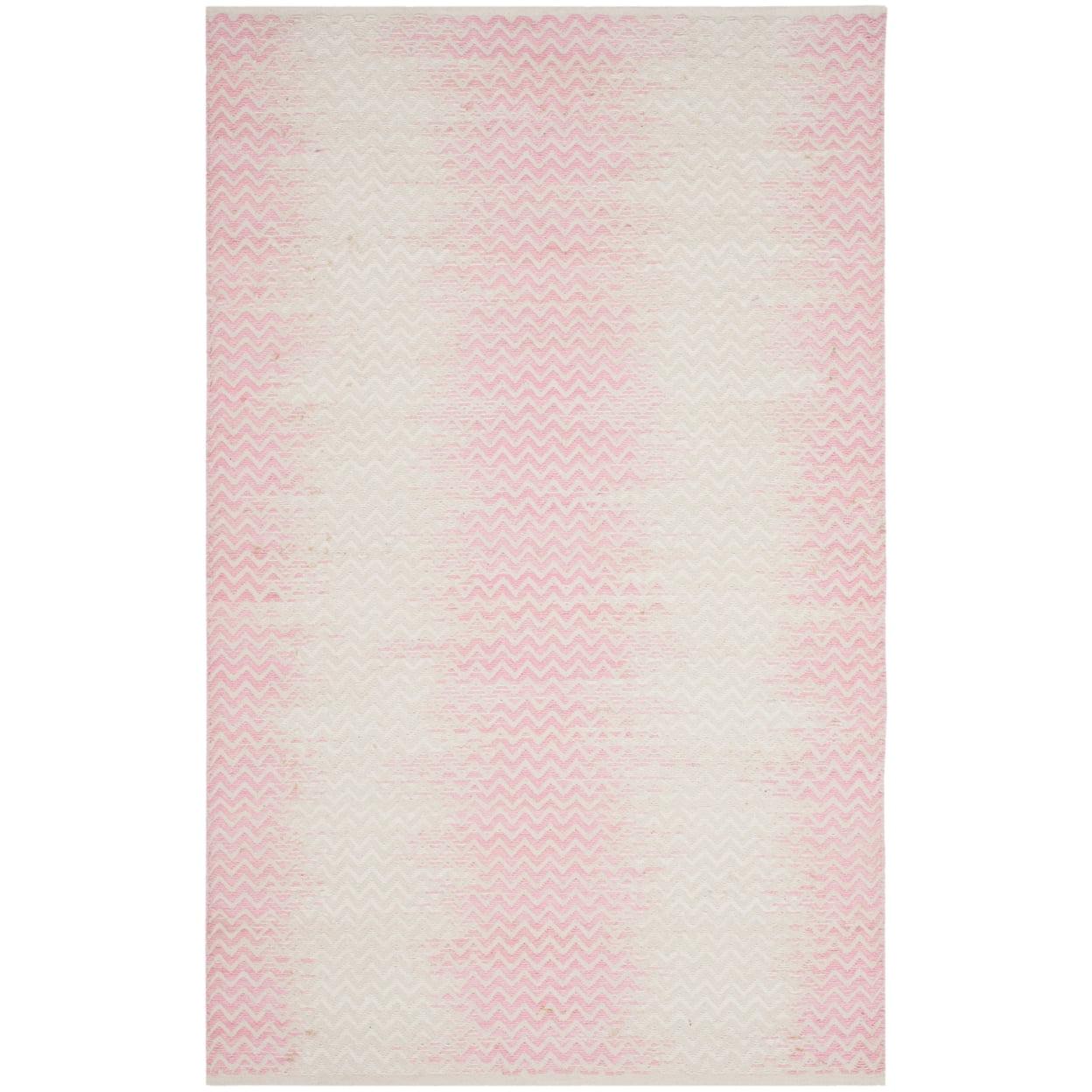 Cotton Kilim KLC121 Hand Woven Area Rug - Light Pink/Ivory - 4'x6' - Safavieh