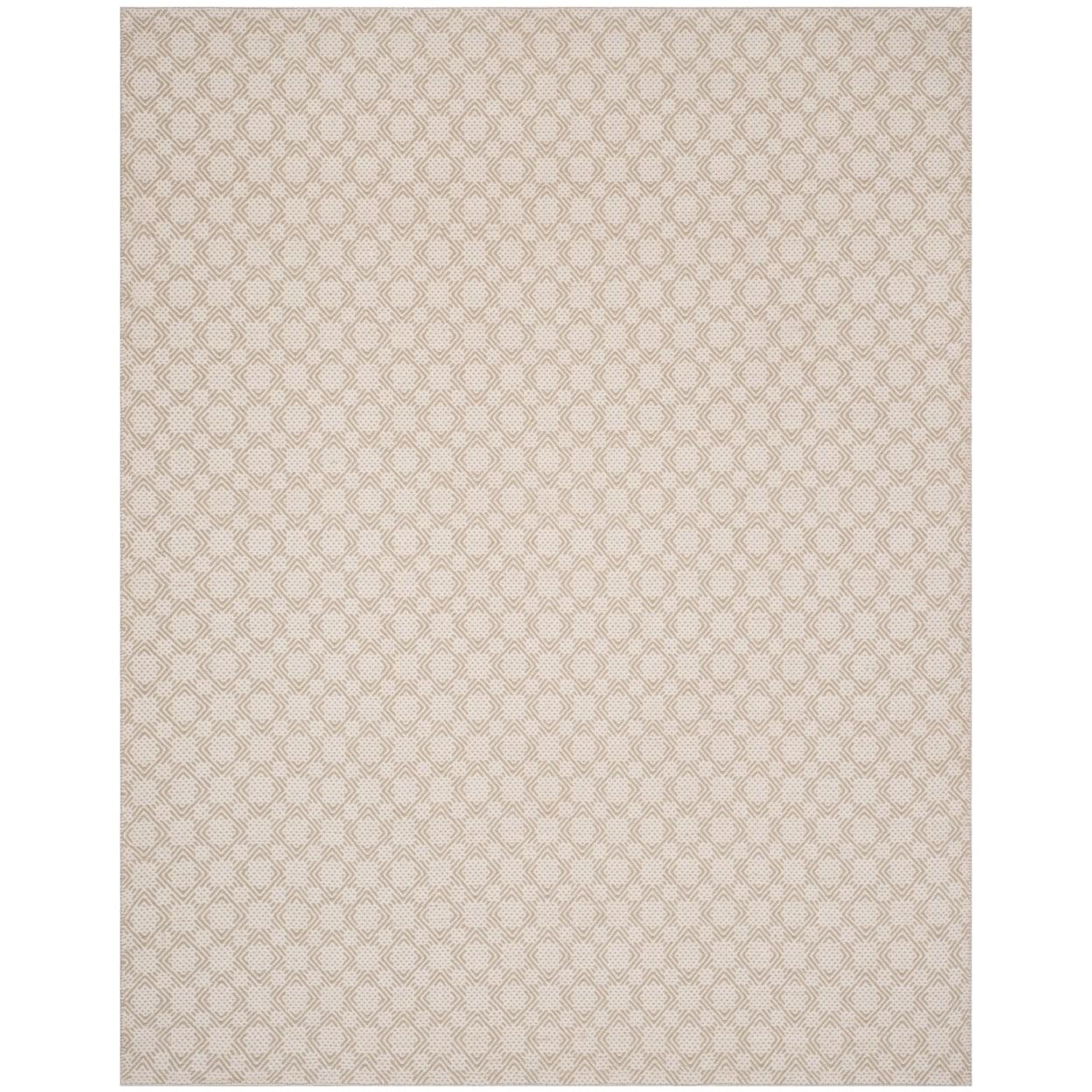 Beige/Ivory Geometric Wool Flat Woven 8' x 10' Rug