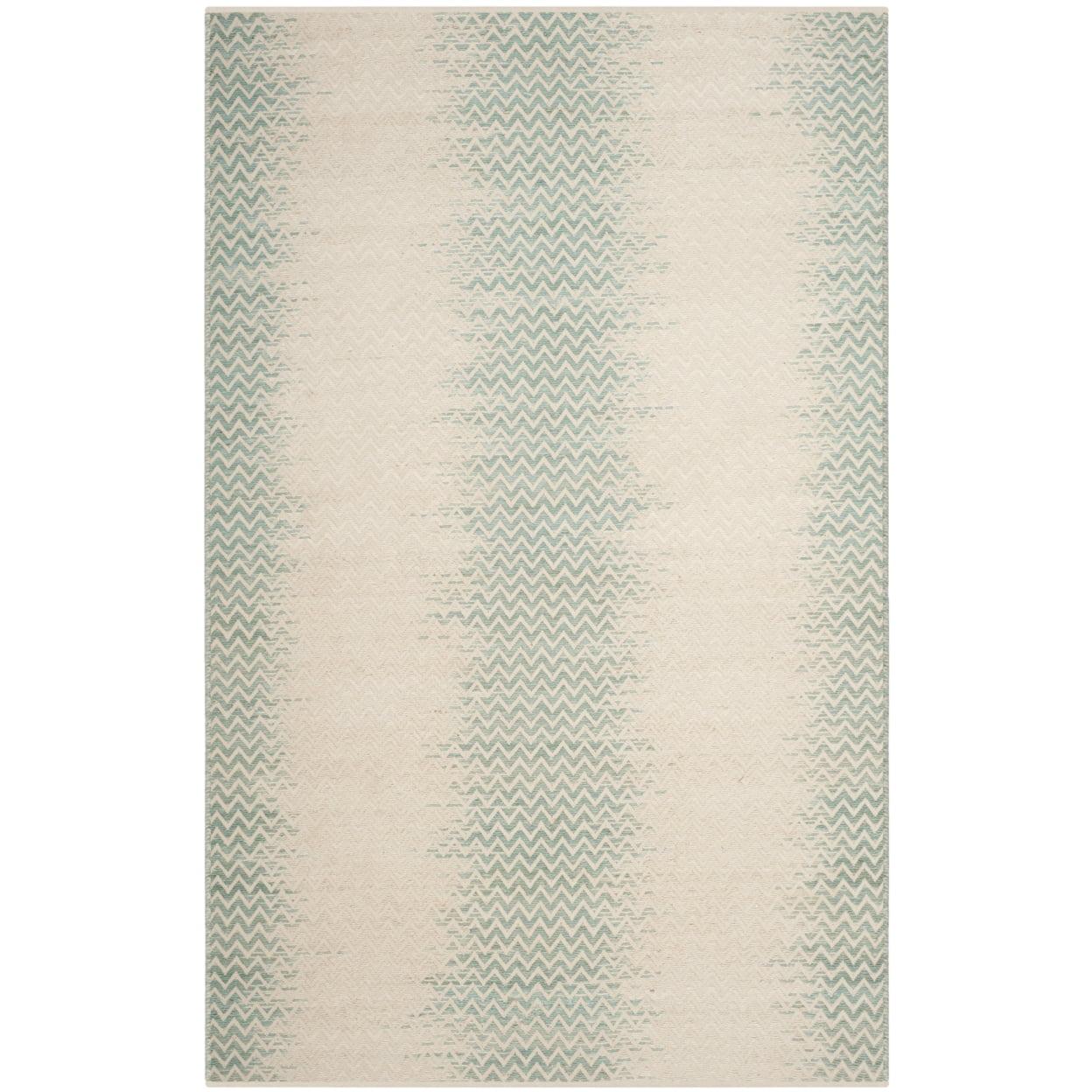 Bohemian Light Green/Ivory Flat Woven Cotton & Wool 4' x 6' Rug