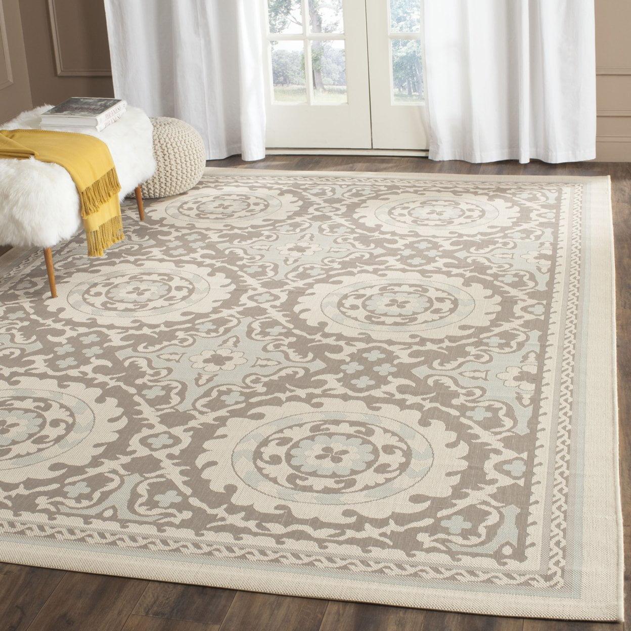 Courtyard CY7059 Power Loomed Indoor/Outdoor Area Rug - Beige/Dark Beig - 4'x5'7" - Safavieh.