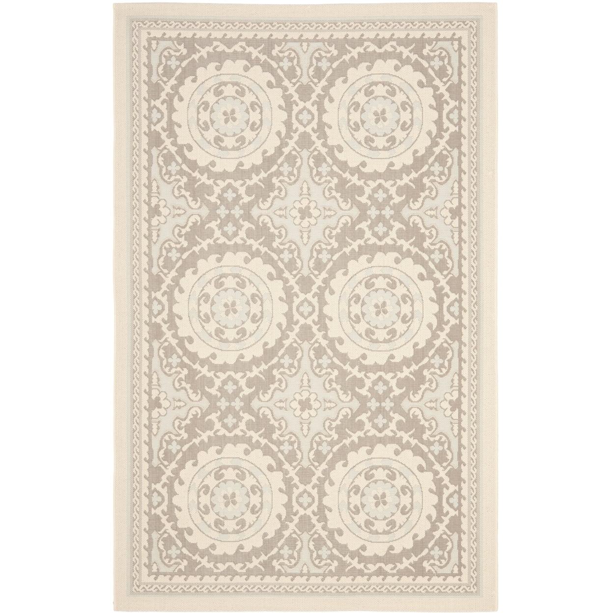 Courtyard CY7059 Power Loomed Indoor/Outdoor Area Rug - Beige/Dark Beig - 5'3"x7'7" - Safavieh.