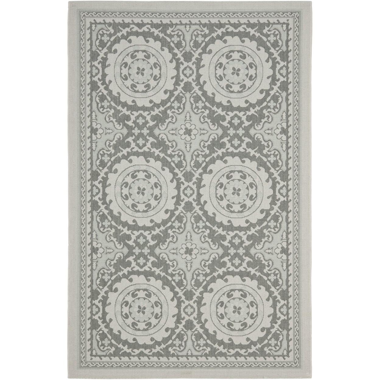 Courtyard CY7059 Power Loomed Indoor/Outdoor Area Rug - Light Grey/Anthracite - 4'x5'7" - Safavieh.