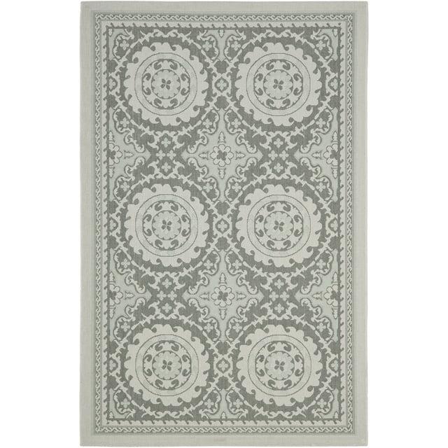SAFAVIEH Courtyard Abel Geometric Indoor/Outdoor Area Rug, Light Grey/Anthracite, 8' x 11'