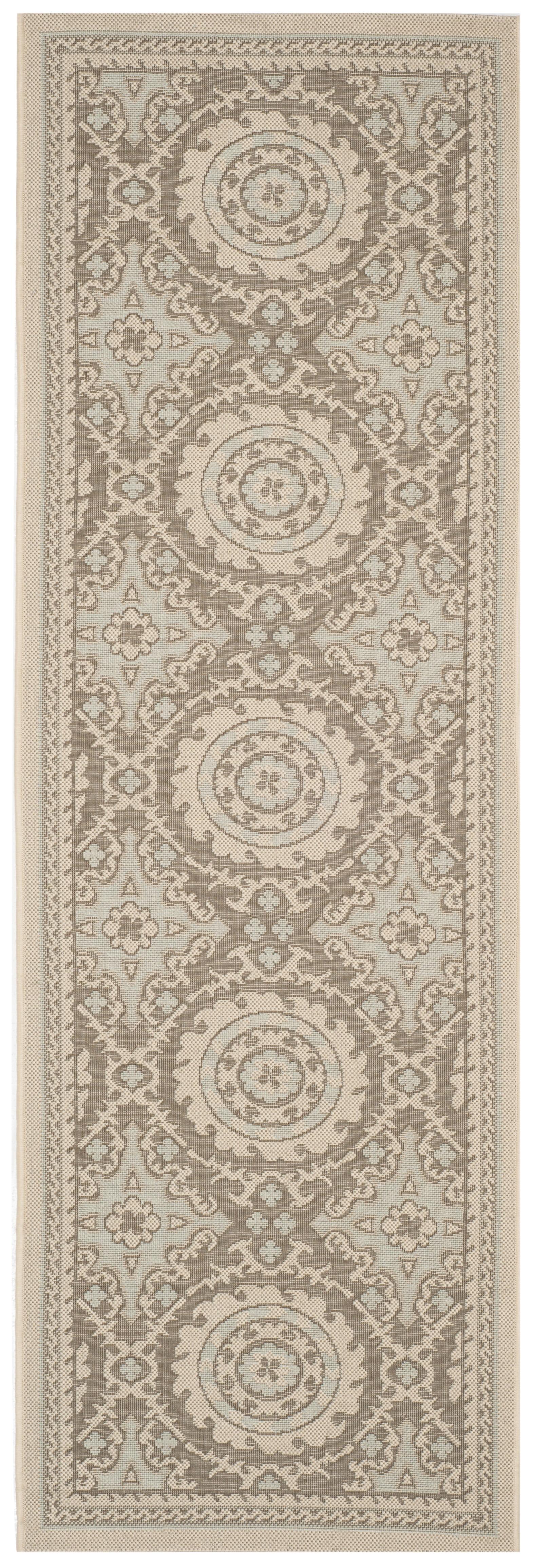 Courtyard CY7059 Power Loomed Indoor/Outdoor Runner Rug - Beige/Dark Beig - 2'3"x6'7" - Safavieh.