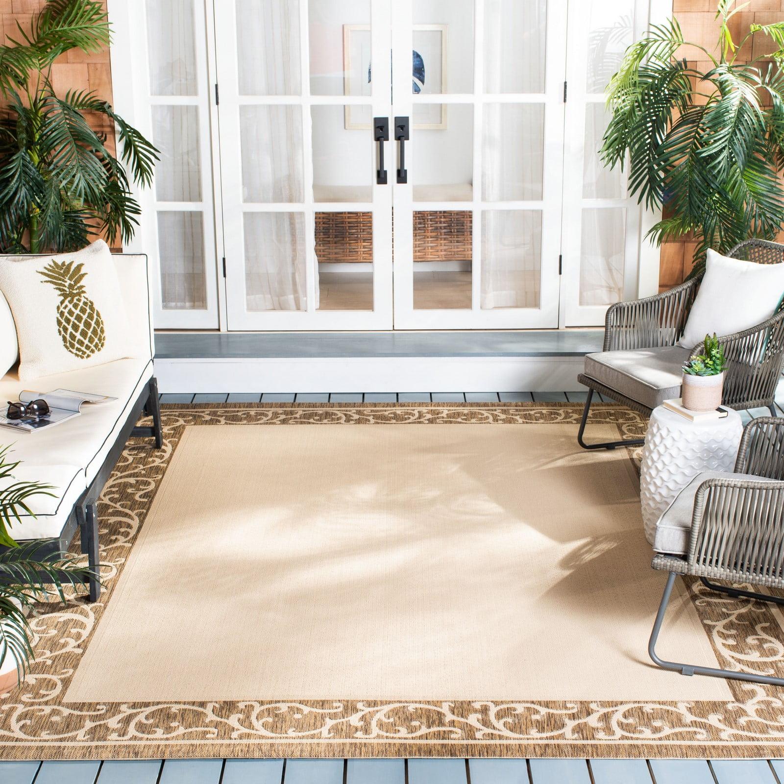 Courtyard Chic 8' x 10' Beige/Brown Synthetic Rectangular Area Rug