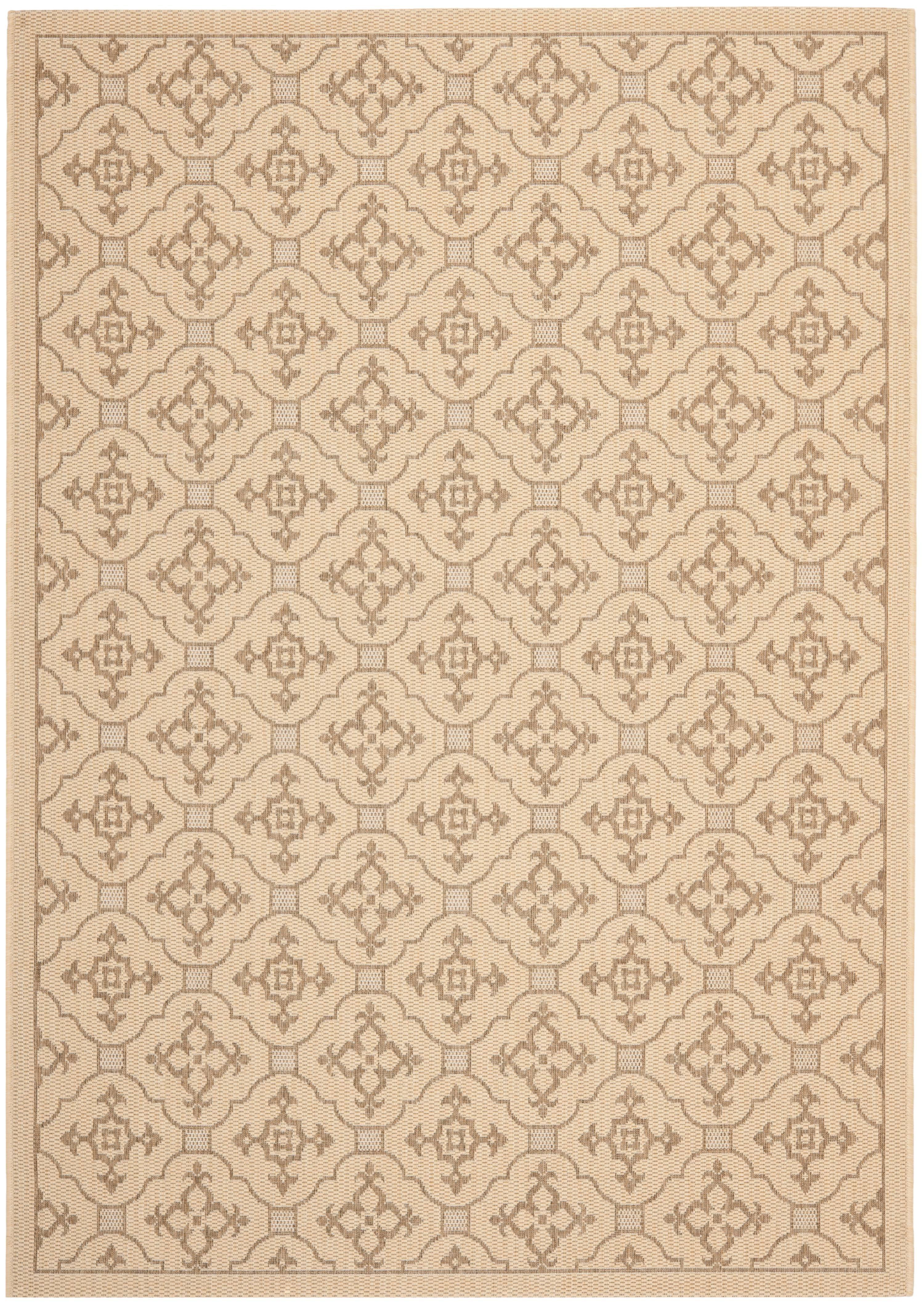 SAFAVIEH Courtyard Alastar Geometric Indoor/Outdoor Area Rug, 5'3" x 7'7", Cream/Brown