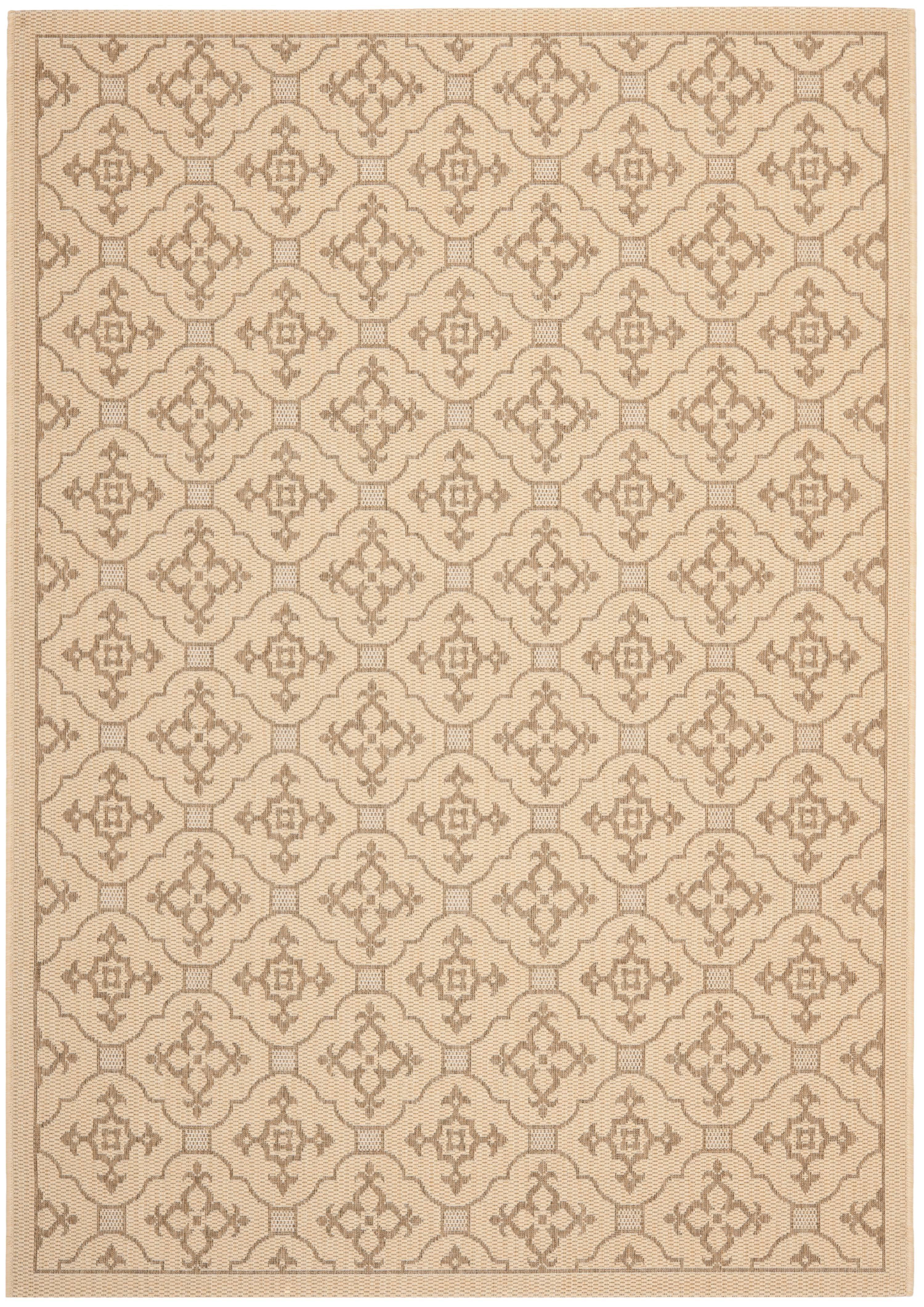 SAFAVIEH Courtyard Alastar Geometric Indoor/Outdoor Area Rug, Creme/Brown, 5'3" x 7'7"