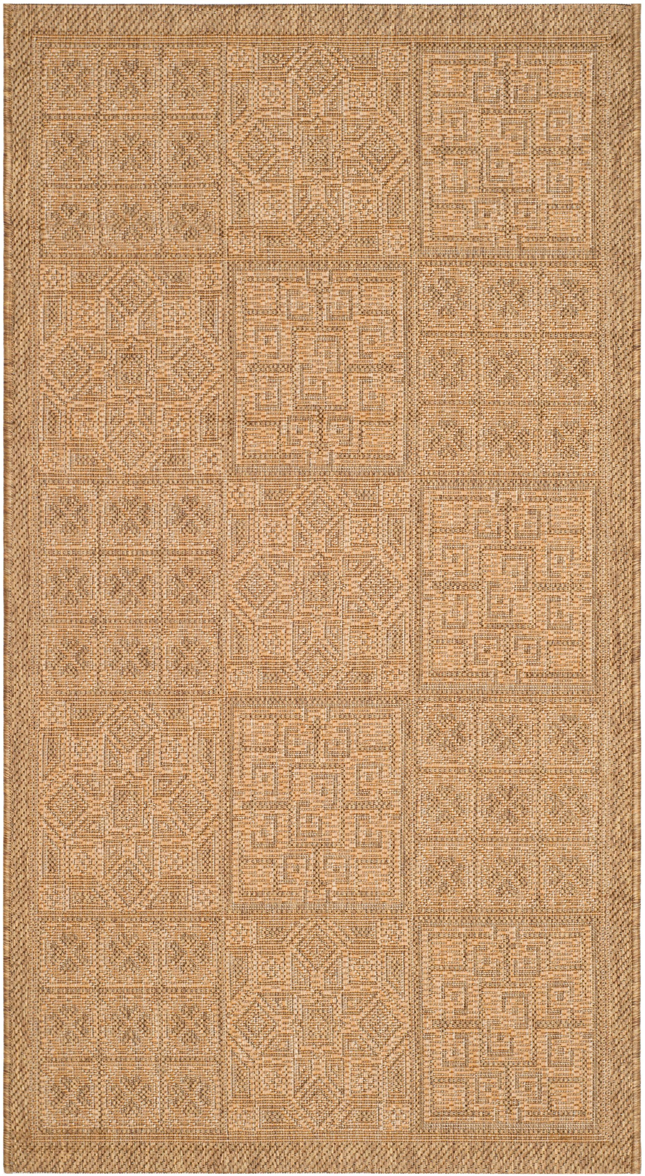 Gold and Natural Flat Woven Synthetic Indoor/Outdoor Rug