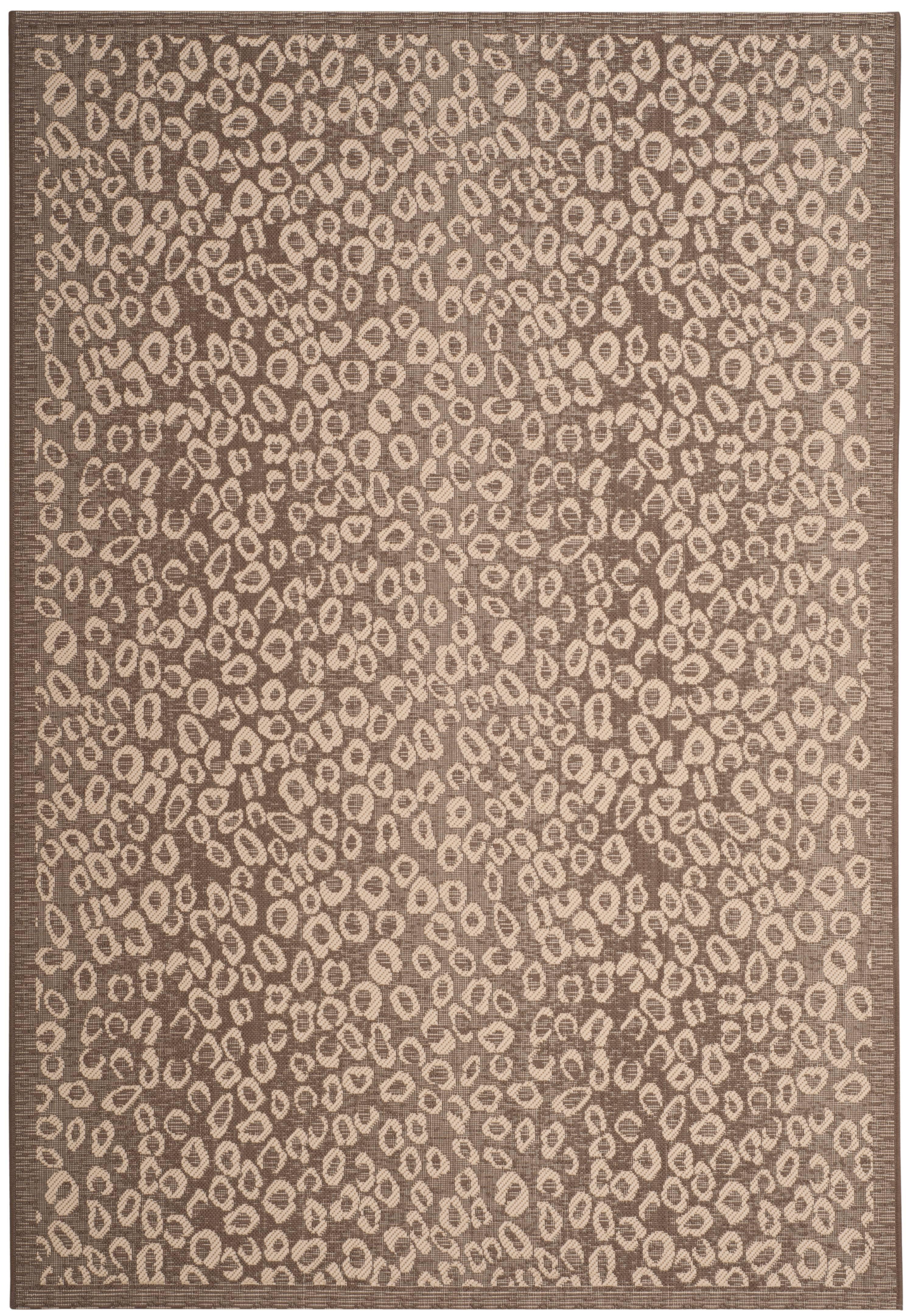 Dark Beige and Beige Rectangular Synthetic Indoor/Outdoor Rug