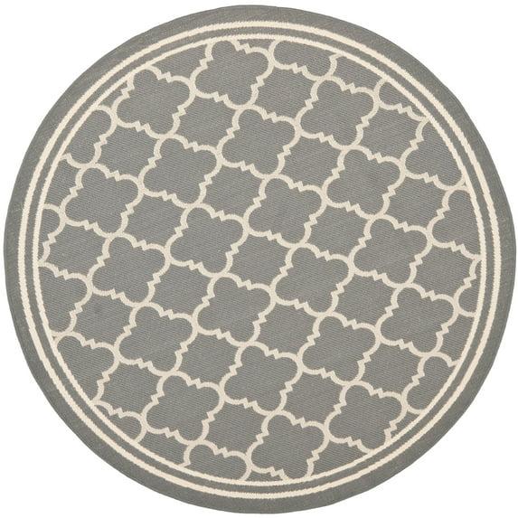Courtyard CY6918 Power Loomed Indoor/Outdoor Area Rug - Anthracite/Beige - 5'3" round - Safavieh.