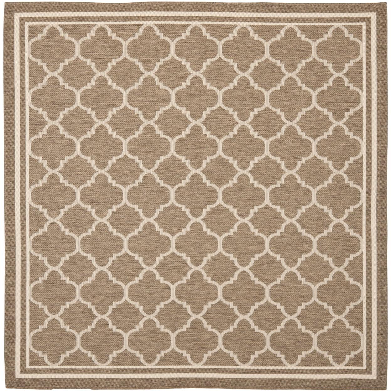 Courtyard CY6918 Power Loomed Indoor/Outdoor Area Rug - Brown/Bone - 5'3"x5'3" - Safavieh.