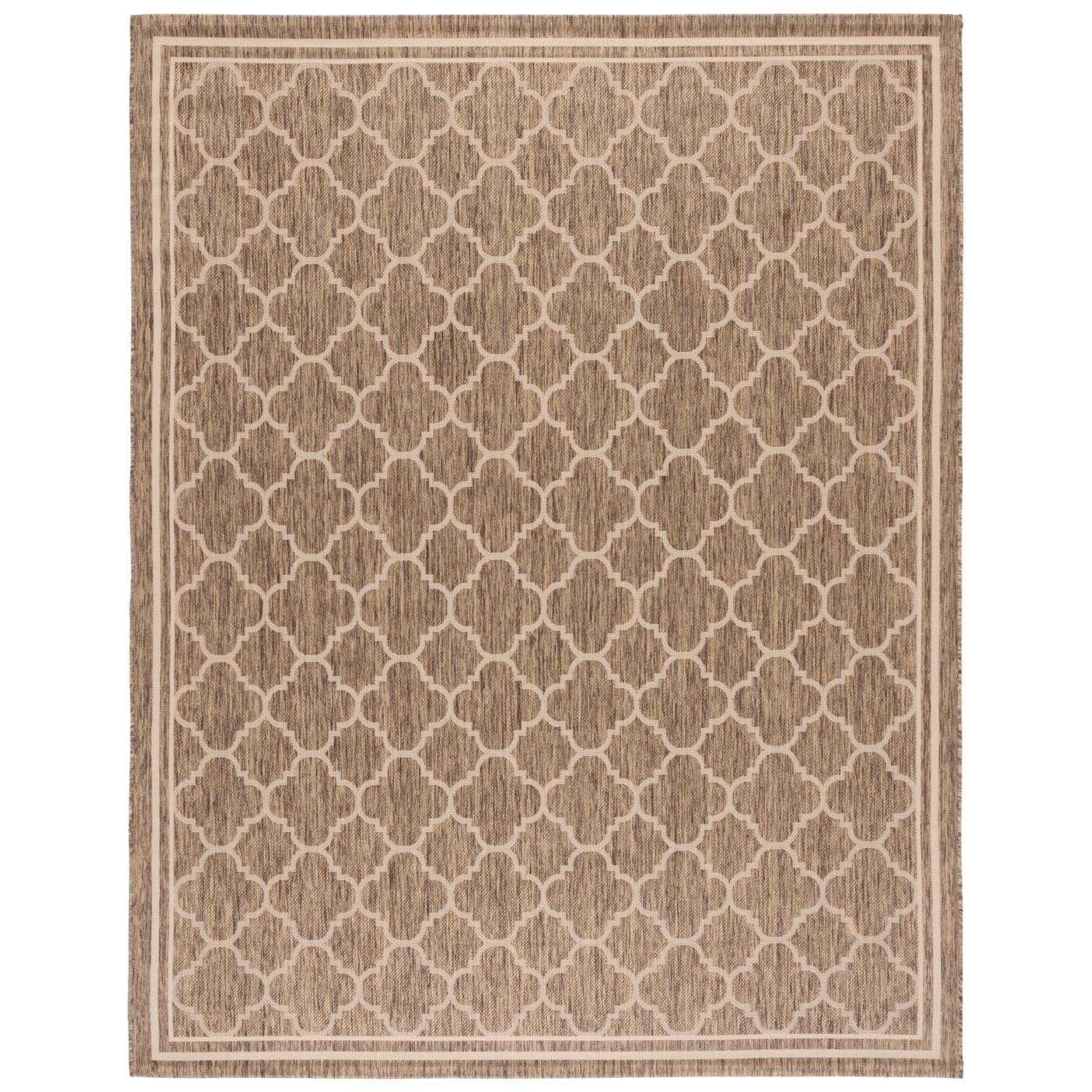 Mediterranean Quatrefoil 6'7" x 9'6" Brown and Bone Synthetic Area Rug