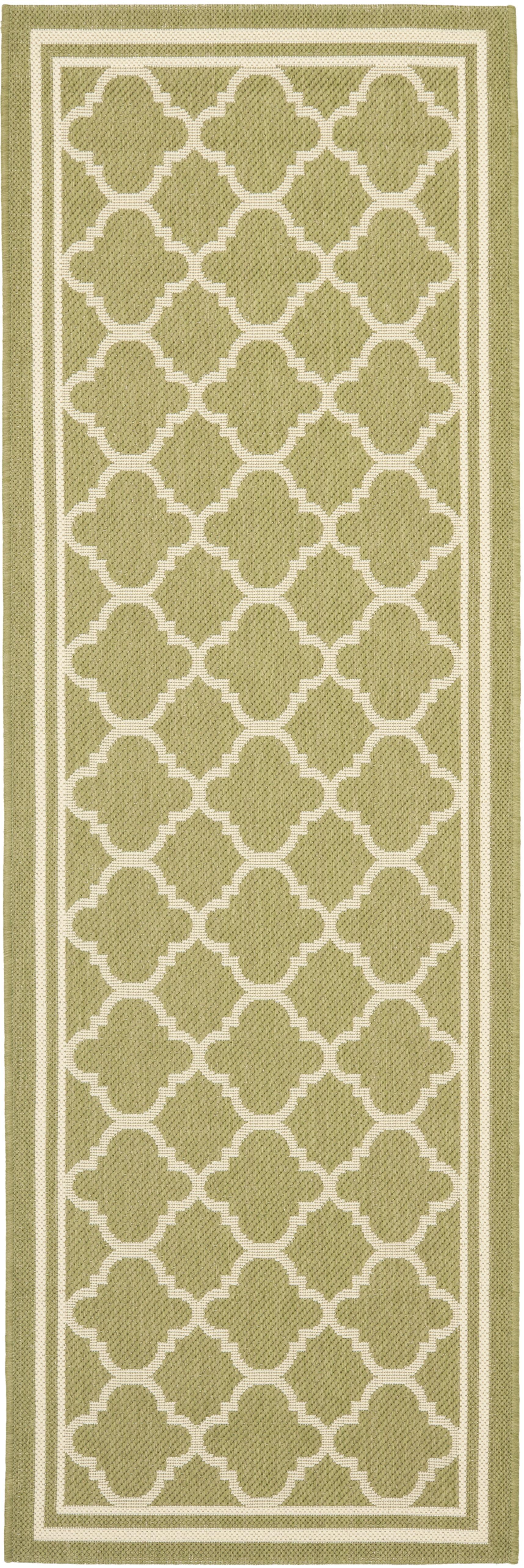 Courtyard CY6918 Power Loomed Indoor/Outdoor Runner Rug - Green/Beige - 2'3"x16' - Safavieh.