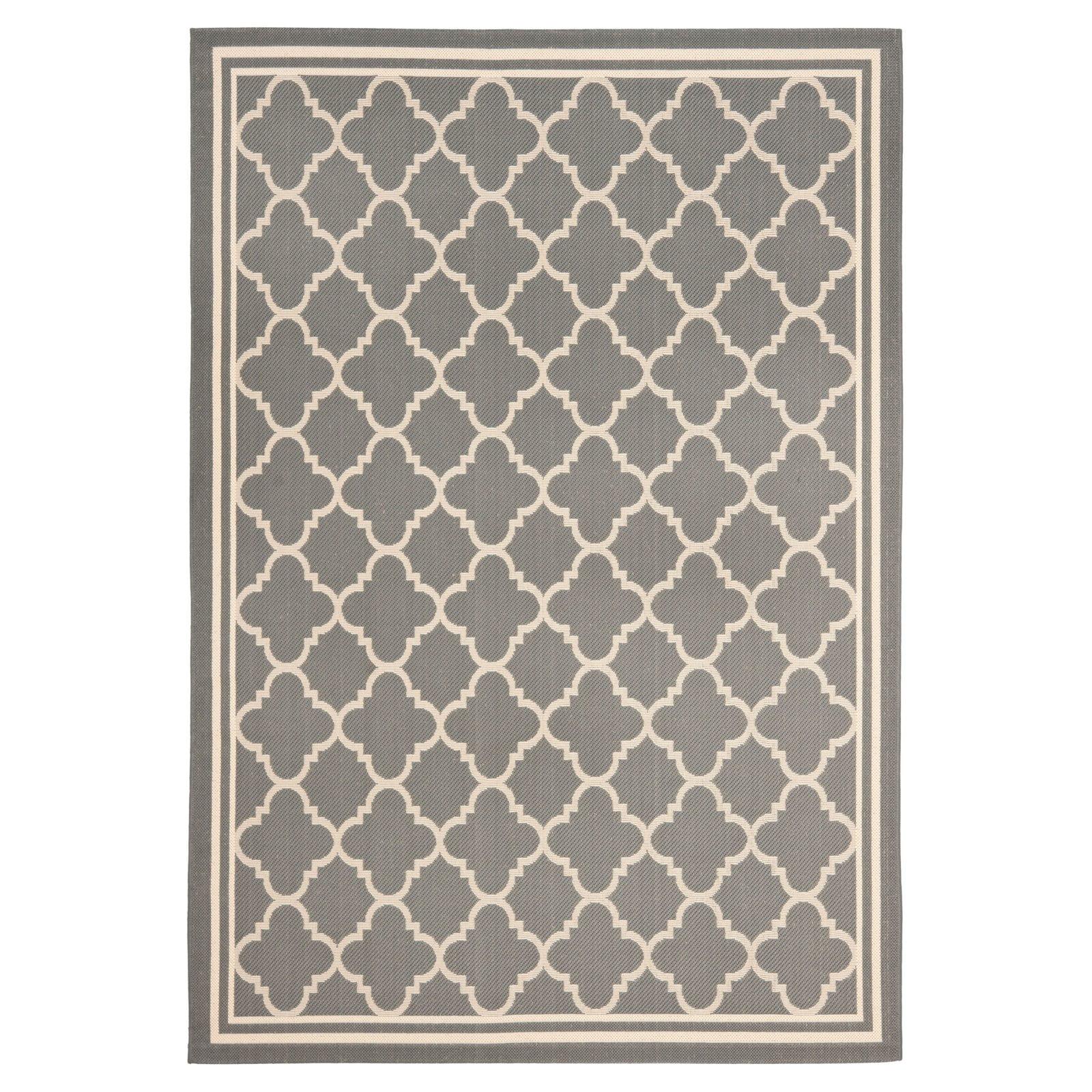 Courtyard CY6918 Power Loomed Indoor/Outdoor Area Rug - Anthracite/Beige - 4'x5'7" - Safavieh.