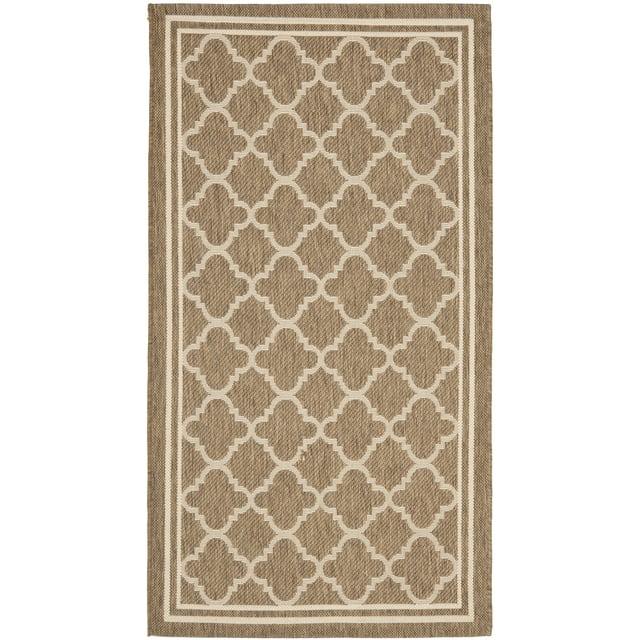 SAFAVIEH Courtyard Alina Geometric Quatrefoil Indoor/Outdoor Area Rug, Brown/Bone, 2'7" x 5'