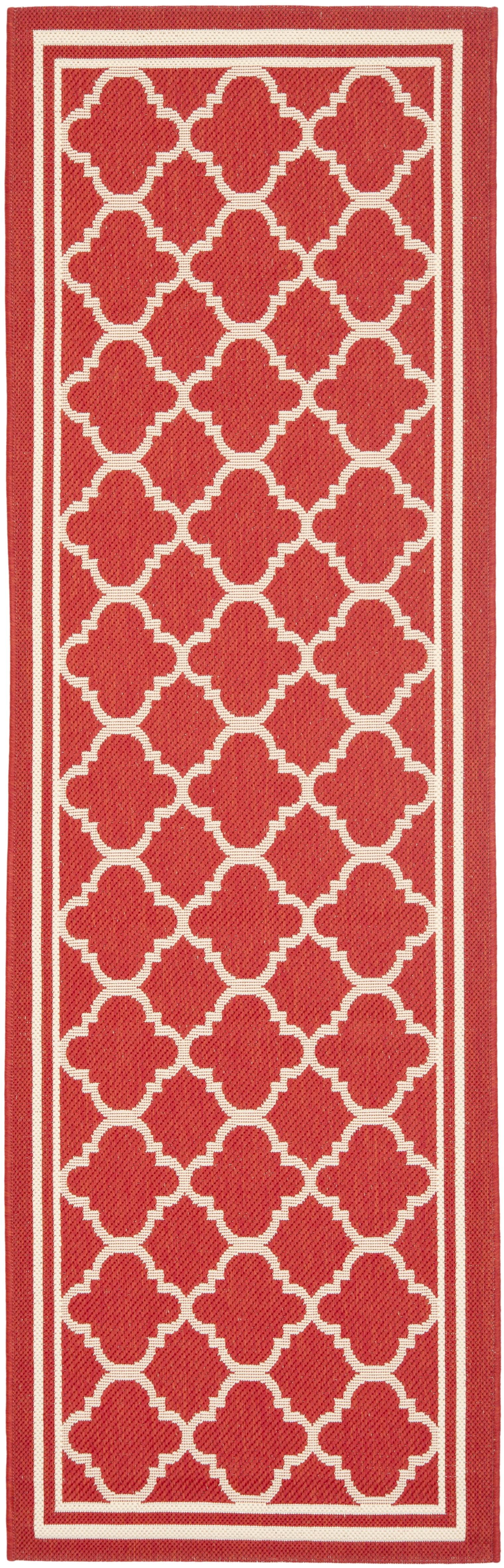 Courtyard CY6918 Power Loomed Indoor/Outdoor Runner Rug - Red/Bone - 2'3"x14' - Safavieh.