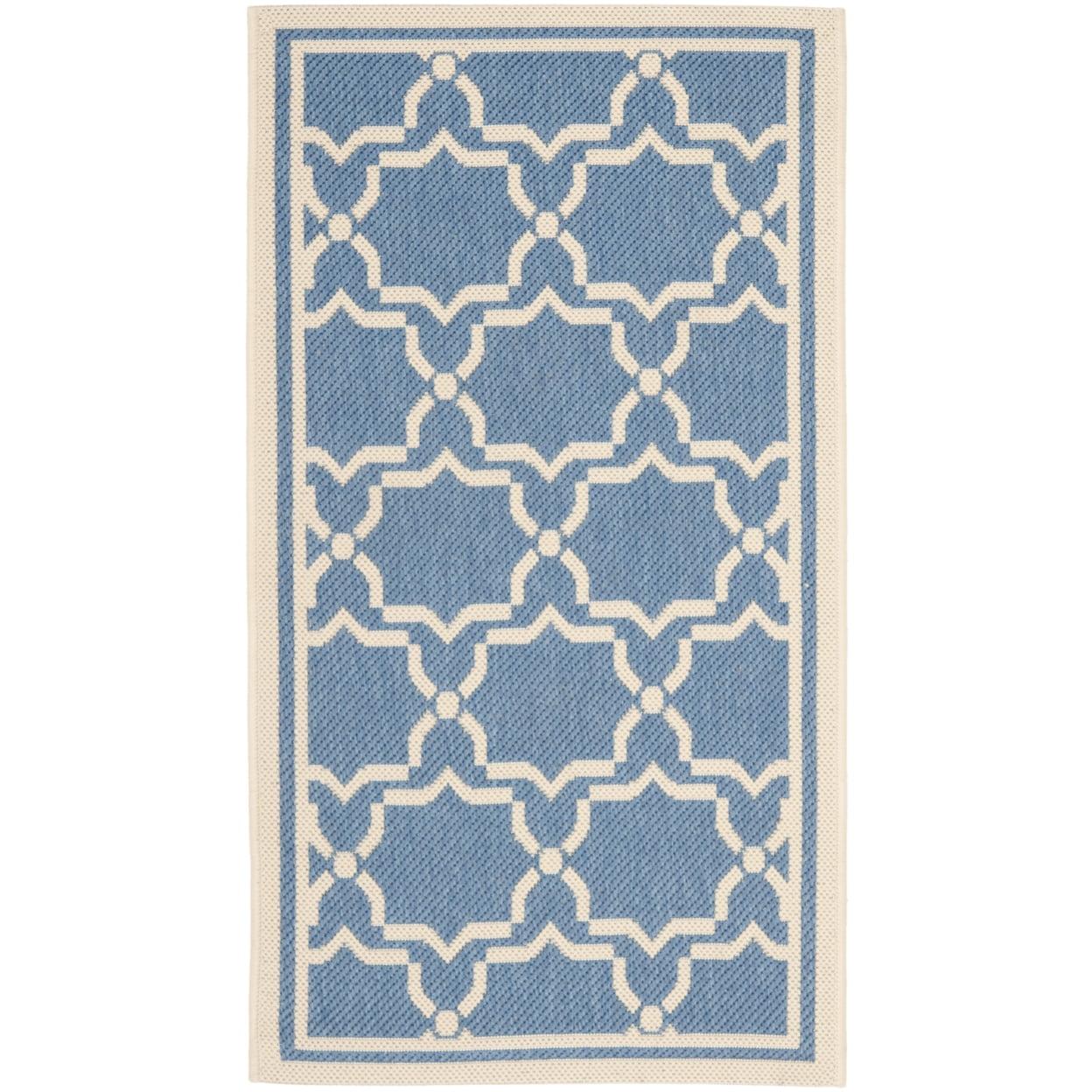 Blue Synthetic Flat Woven Rectangular Easy Care Rug