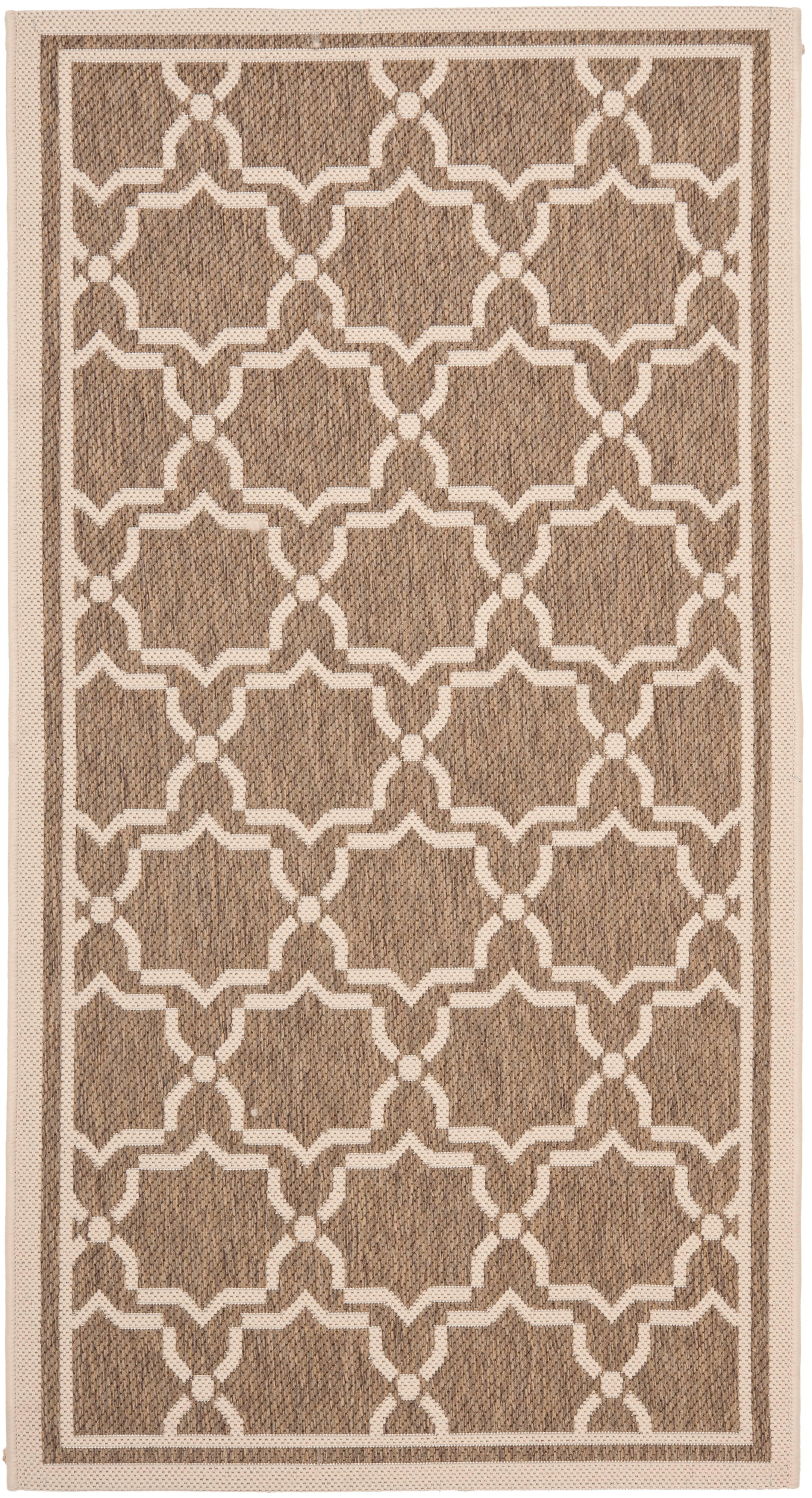 Safavieh Courtyard All-Season Brown & Bone Square Synthetic Area Rug