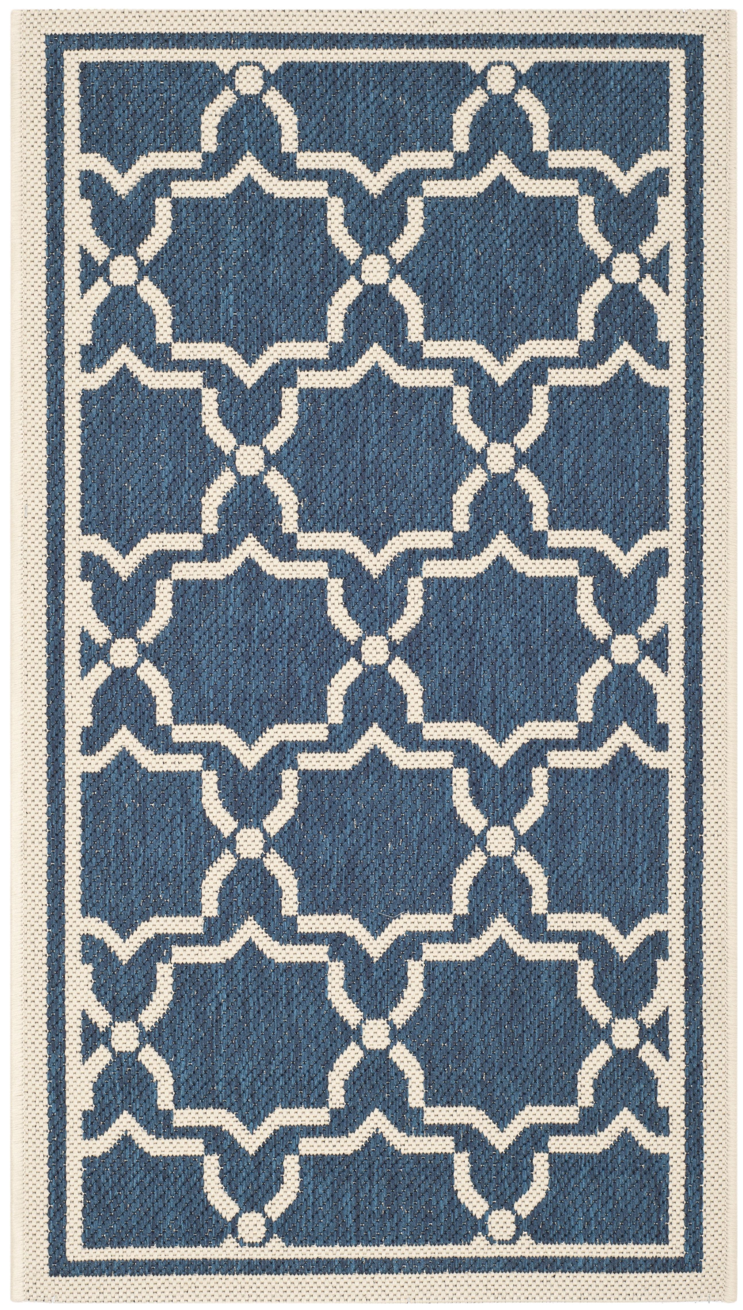 Courtyard CY6916 Power Loomed Indoor and Outdoor Accent Rug - Navy/Beige - 2'7"x5' - Safavieh
