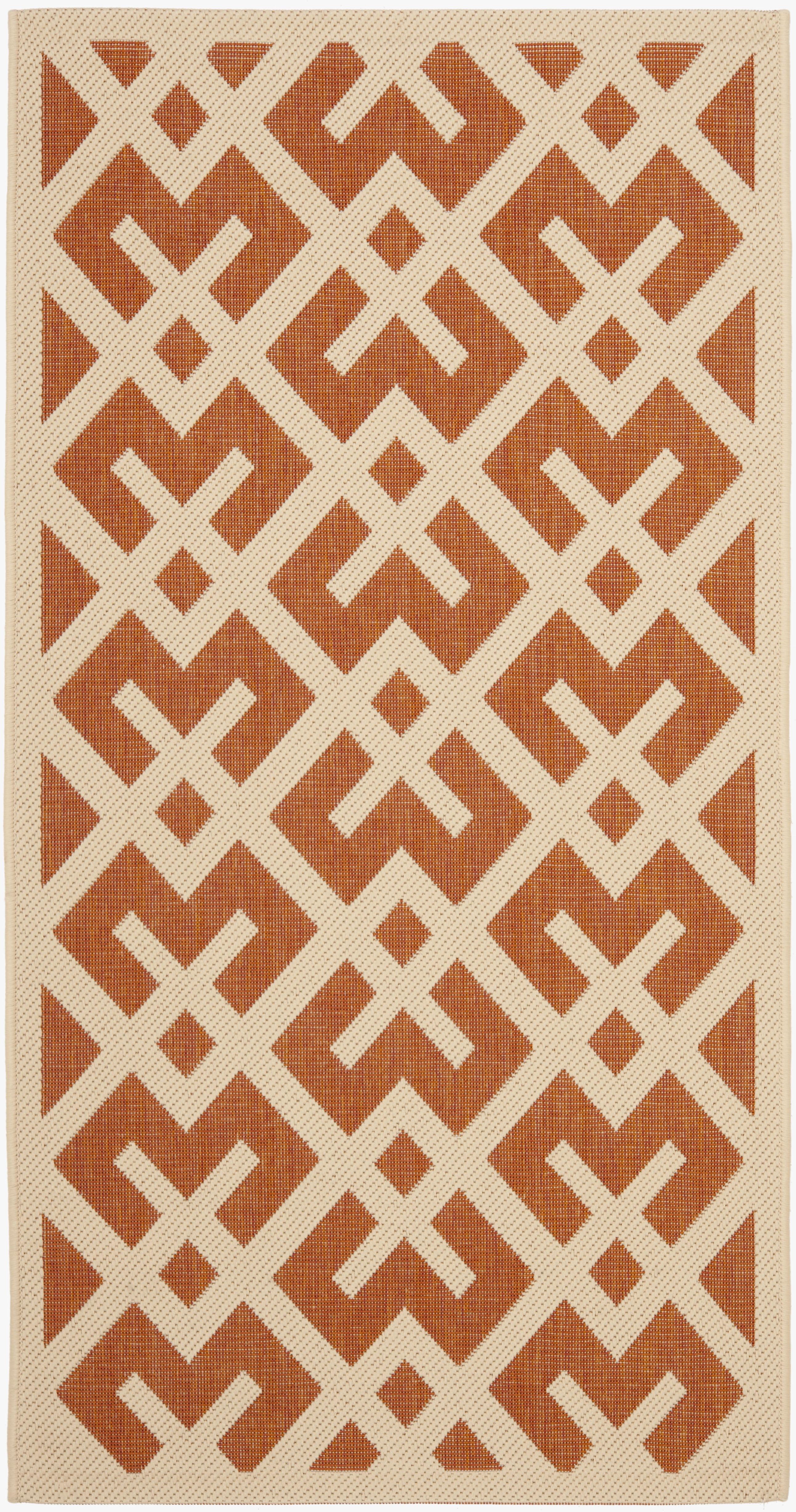SAFAVIEH Courtyard Alvin Geometric Indoor/Outdoor Area Rug, 2'7" x 5', Terracotta/Bone