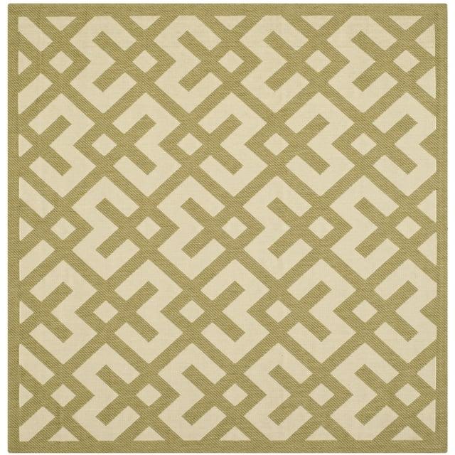 Courtyard CY6915 Power Loomed Indoor and Outdoor Area Rug - Beige/Green - 5'3"x5'3" - Safavieh