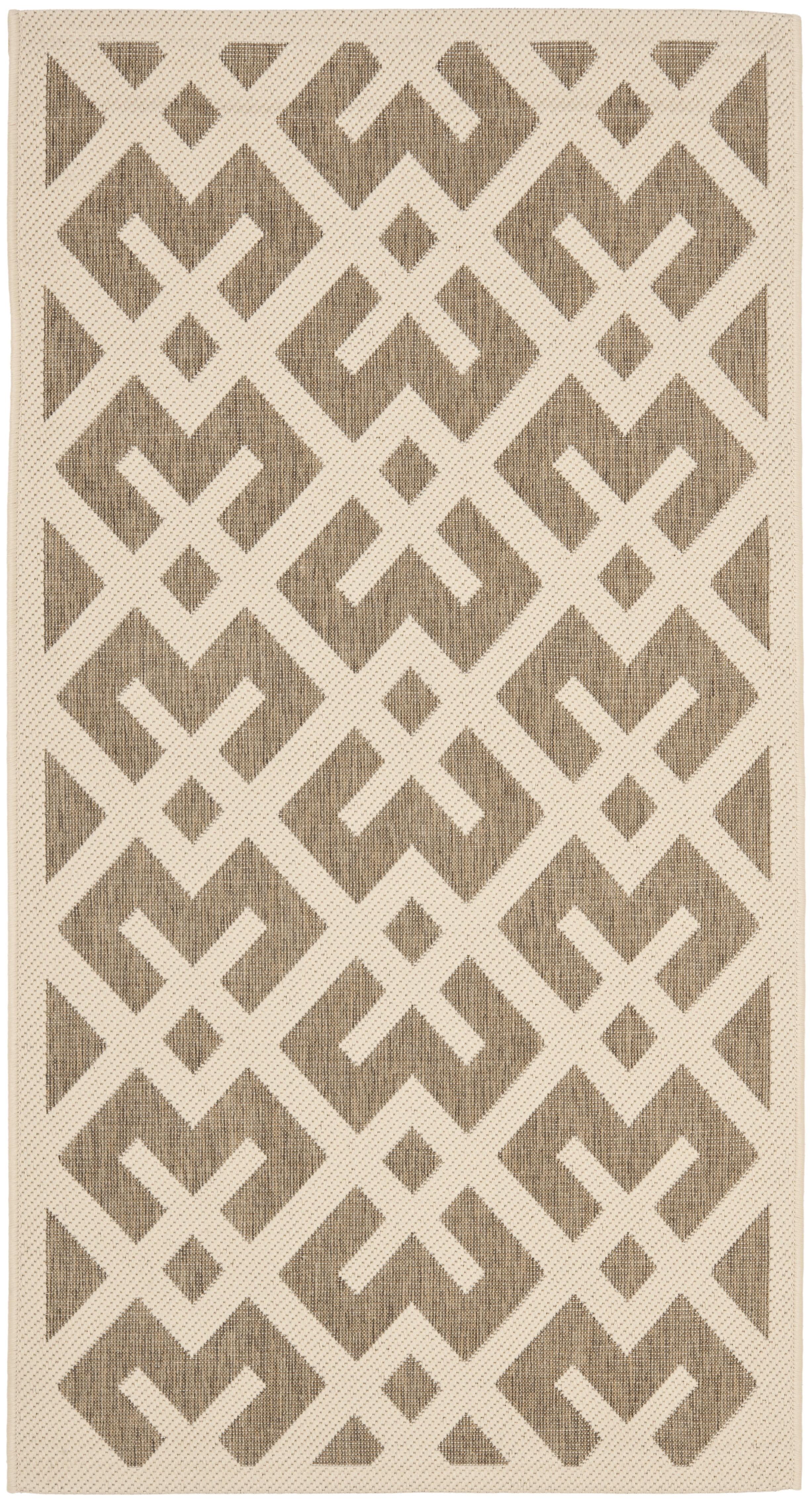 Courtyard CY6915 Power Loomed Indoor and Outdoor Accent Rug - Brown/Bone - 2'7"x5' - Safavieh