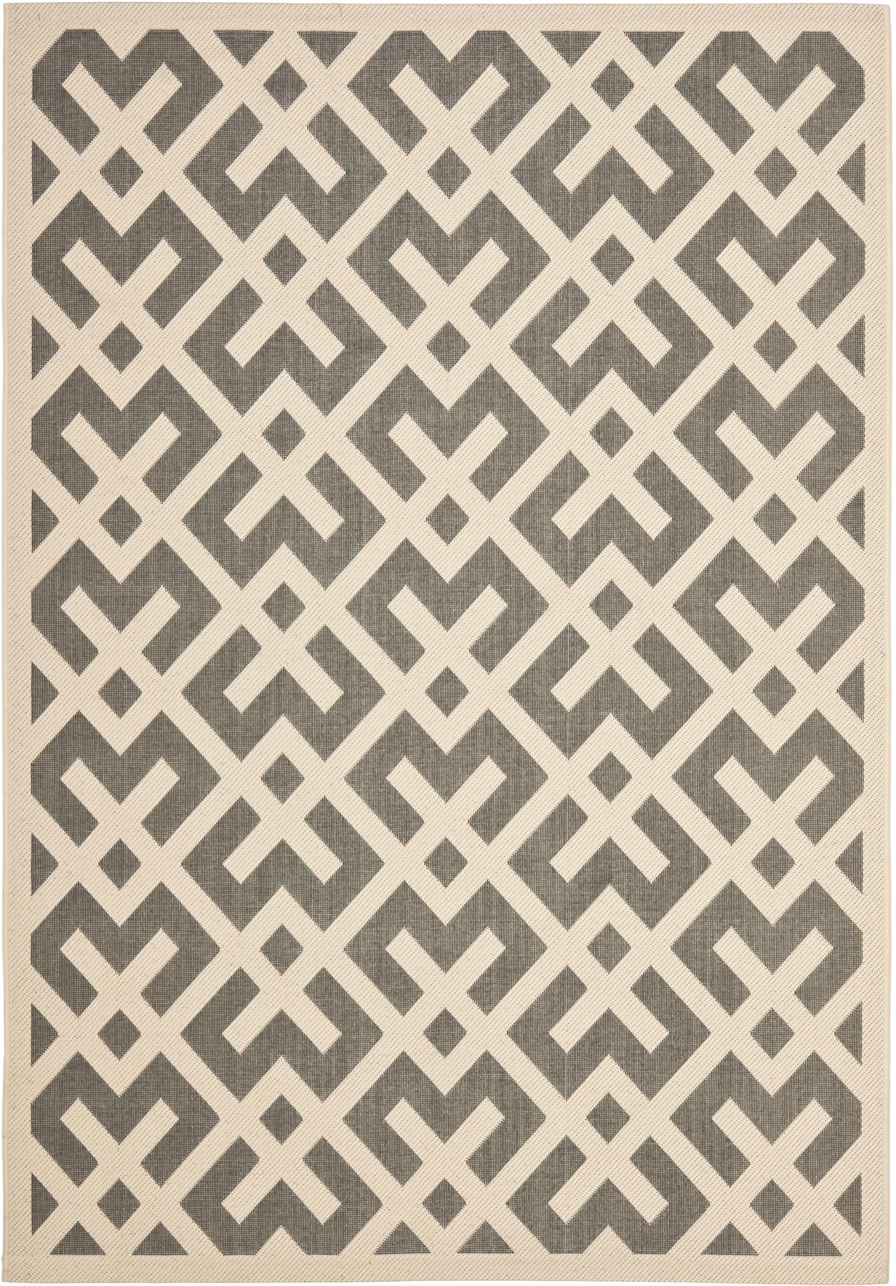 Courtyard CY6915 Power Loomed Indoor and Outdoor Area Rug - Grey/Bone - 4'x5'7" - Safavieh