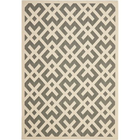 Courtyard CY6915 Power Loomed Indoor and Outdoor Area Rug - Grey/Bone - 4'x5'7" - Safavieh