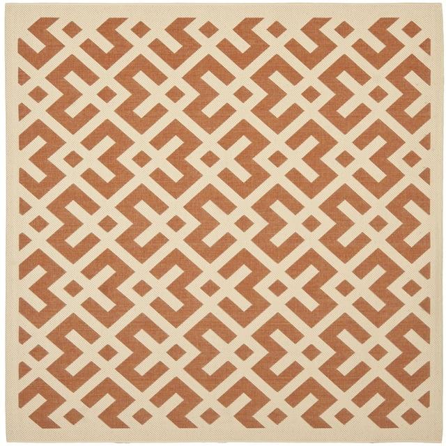 Courtyard CY6915 Power Loomed Indoor and Outdoor Area Rug - Terracotta/Bone - 4'x4' - Safavieh