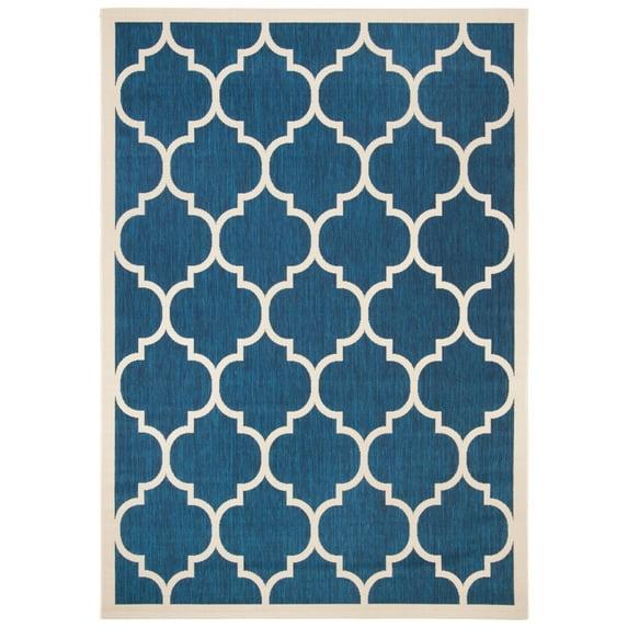 Courtyard CY6914 Power Loomed Indoor/Outdoor Area Rug - Navy/Beige - 6'7"x9'6" - Safavieh.