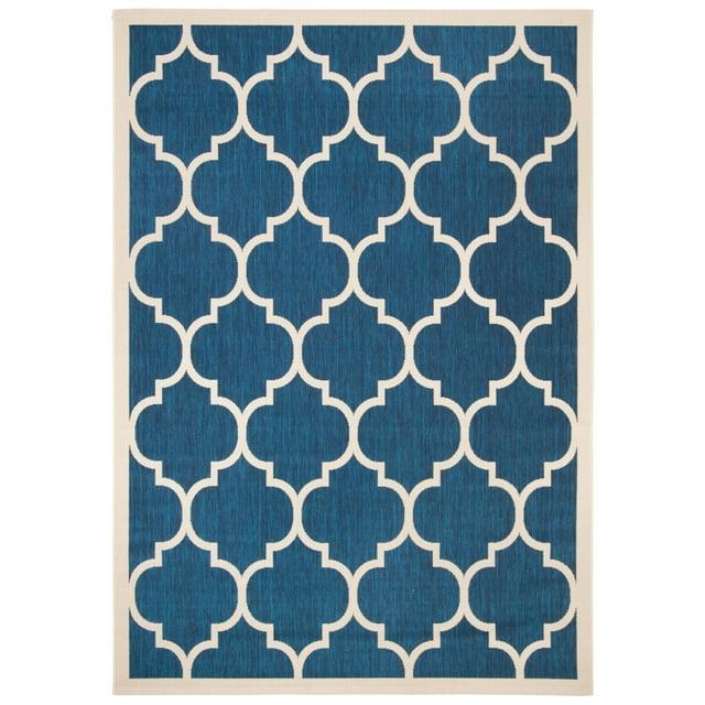 Courtyard CY6914 Power Loomed Indoor/Outdoor Area Rug - Navy/Beige - 6'7"x9'6" - Safavieh.