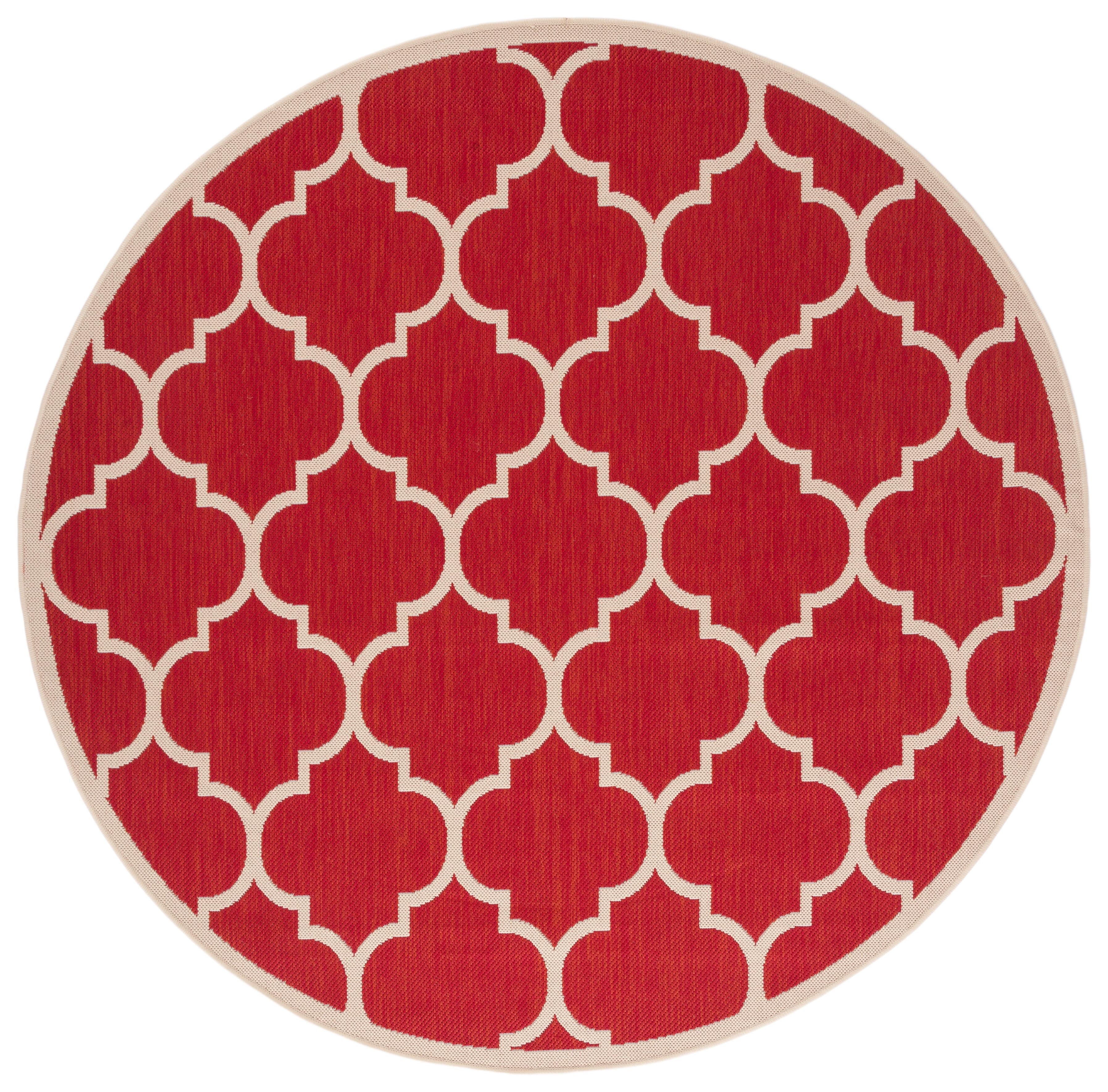Courtyard CY6243 Power Loomed Indoor and Outdoor Area Rug - Red - 5'3" Round - Safavieh