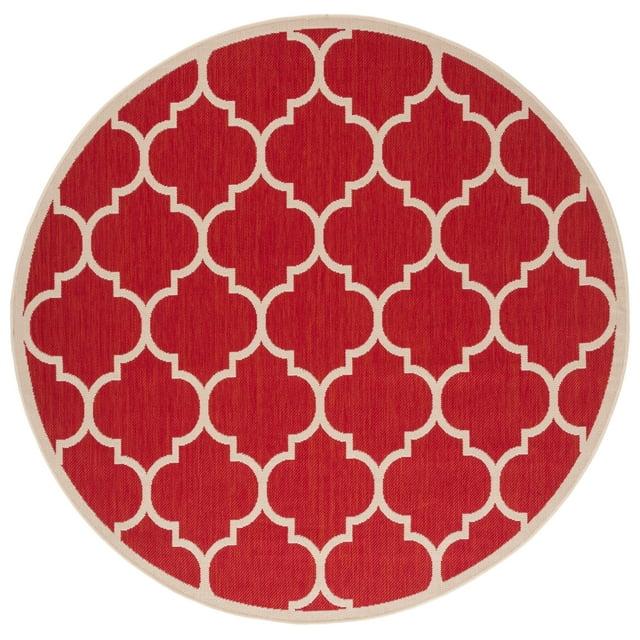 Courtyard CY6243 Power Loomed Indoor and Outdoor Area Rug - Red - 5'3" Round - Safavieh